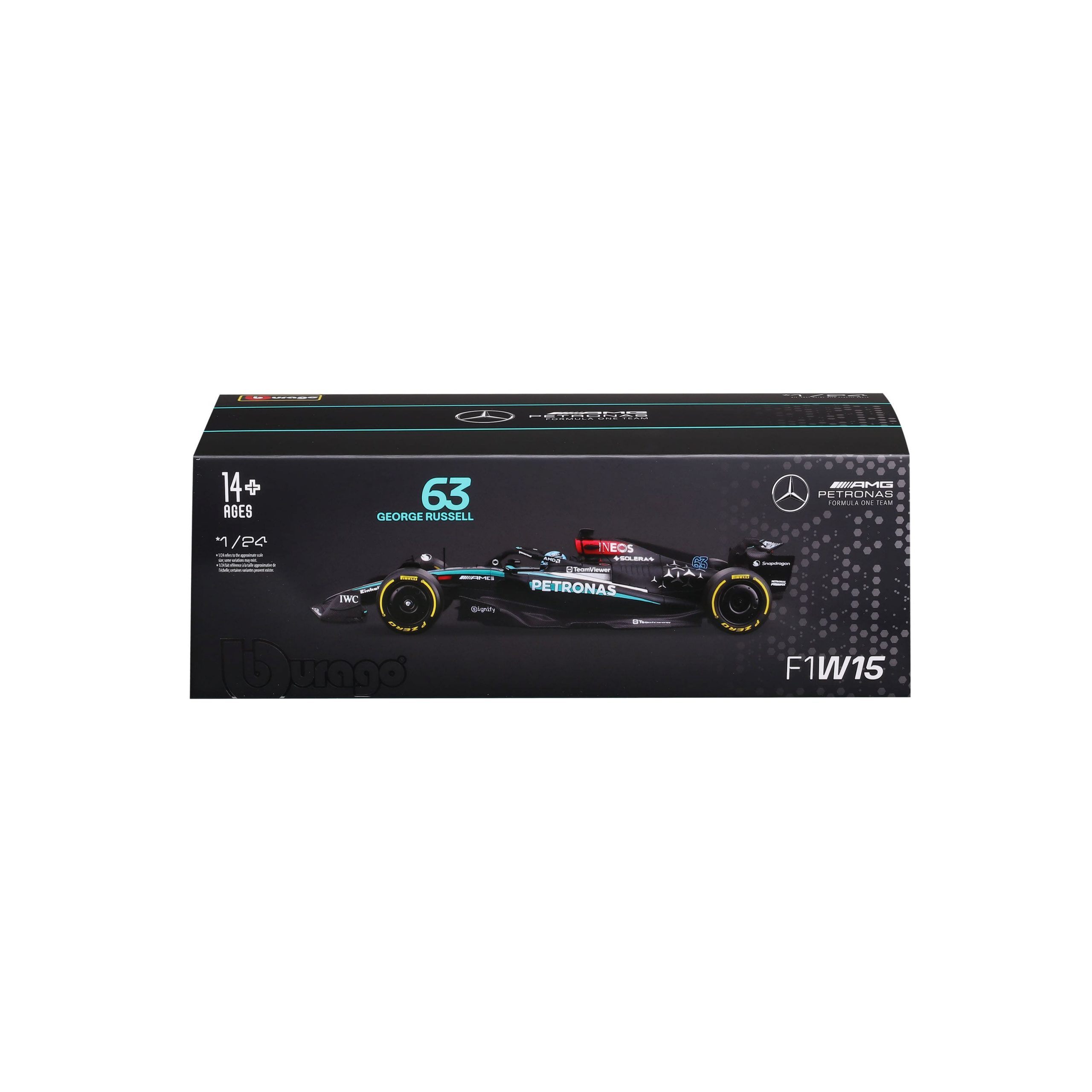 1:24 F1 2024 - Mercedes-AMG W15 #63 George Russell in Acrylic Box - Image 3