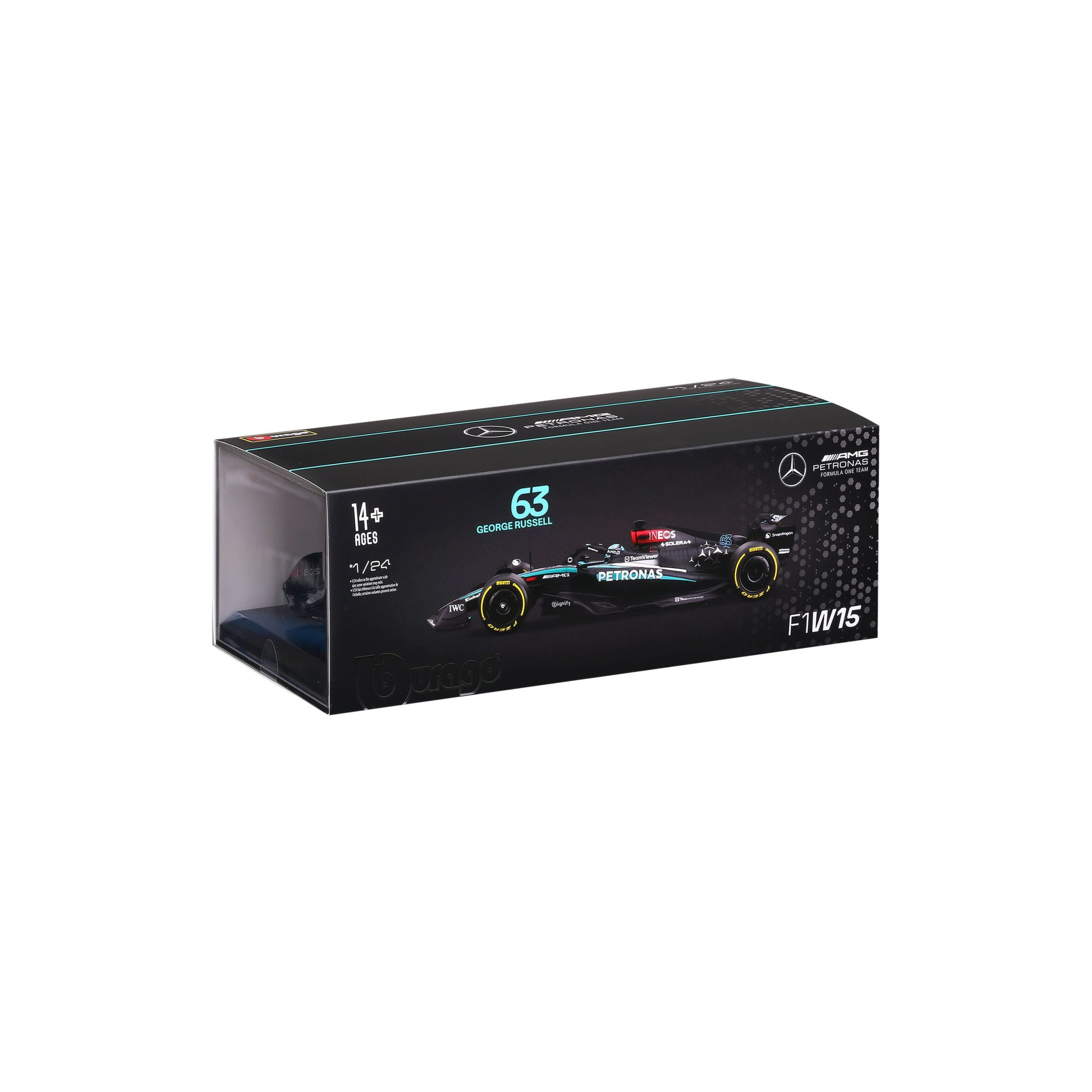 1:24 F1 2024 - Mercedes-AMG W15 #63 George Russell in Acrylic Box - Image 4