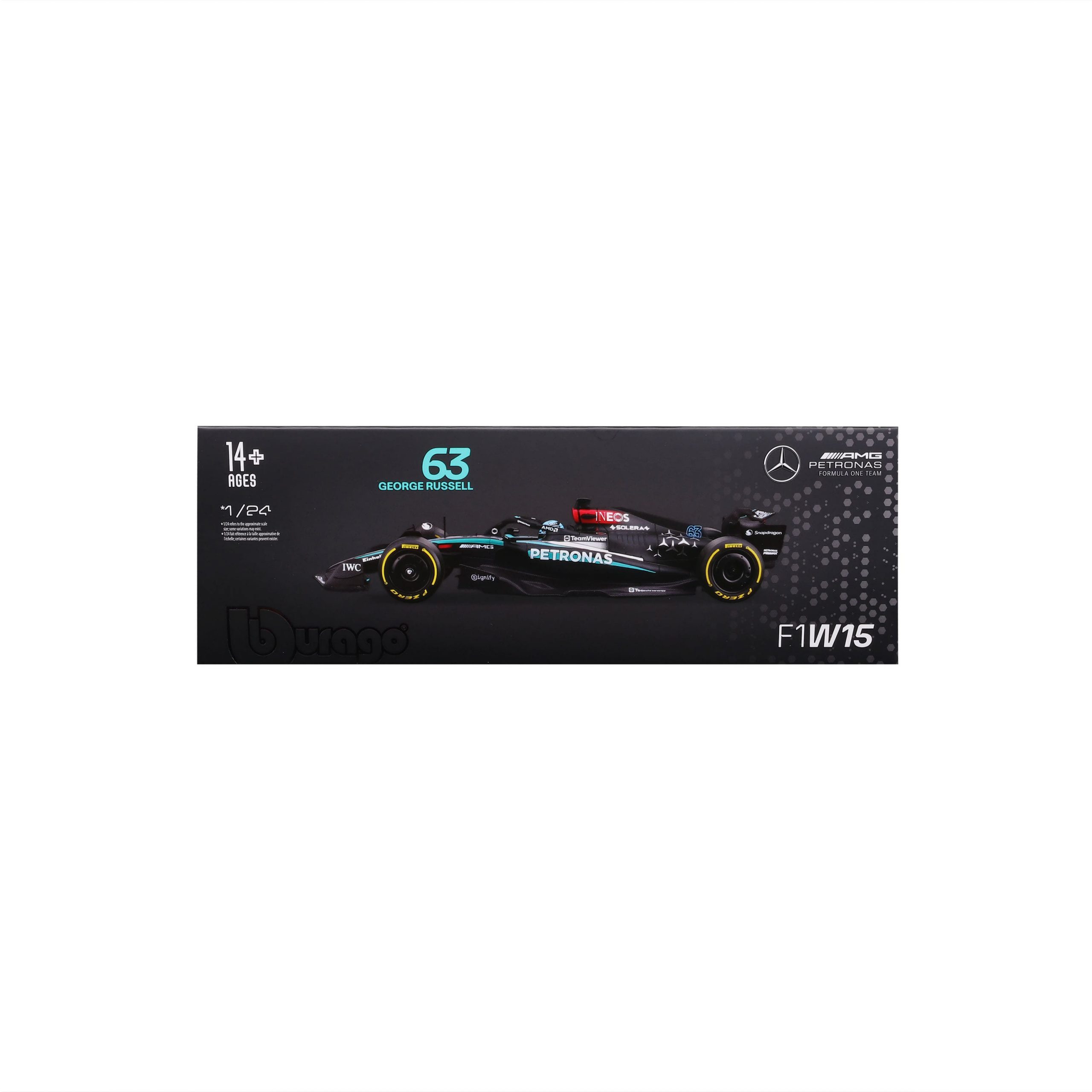 1:24 F1 2024 - Mercedes-AMG W15 #63 George Russell in Acrylic Box - Image 9
