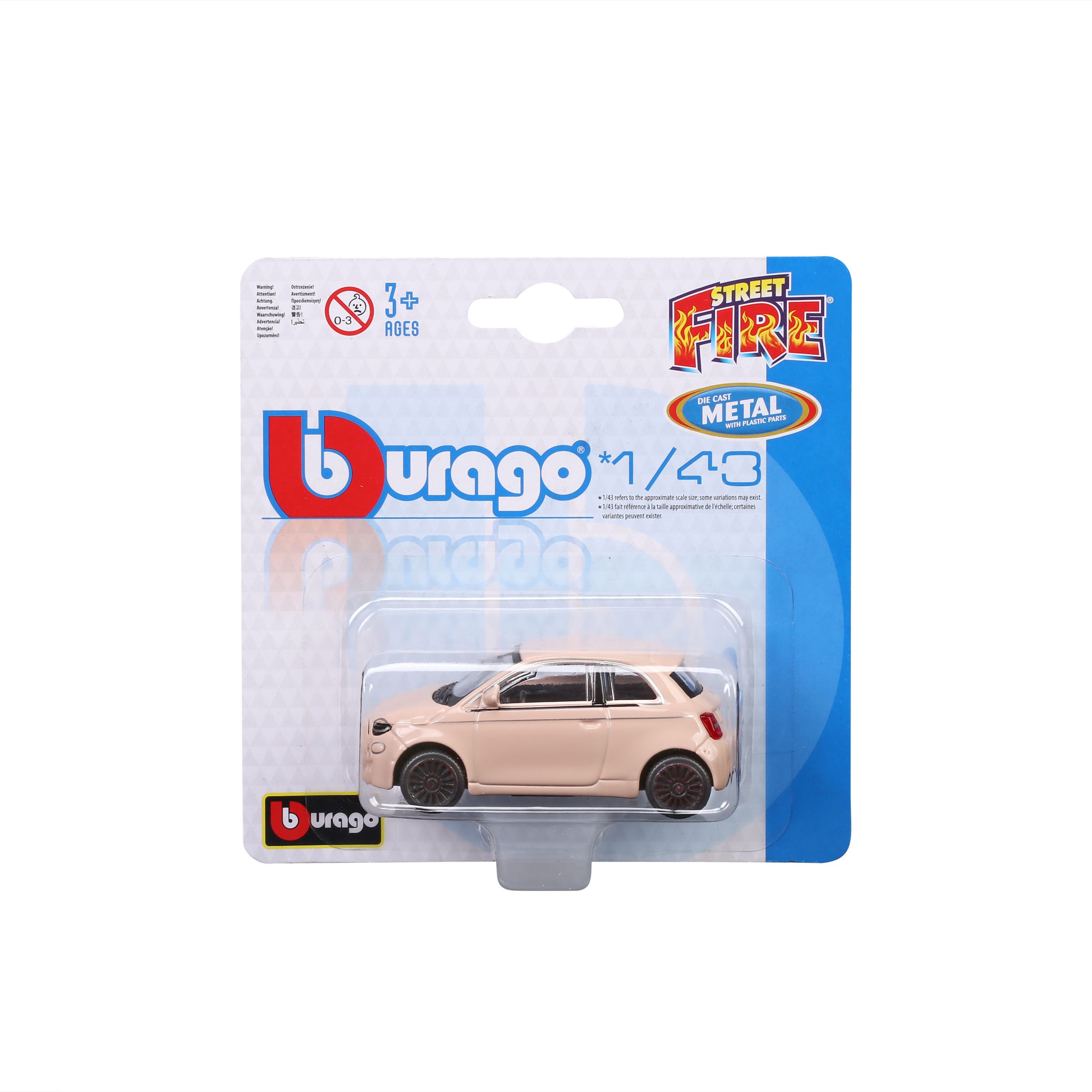 1:43 Bburago Street Fire – 2021 FIAT 500E in Blister Card - Image 6