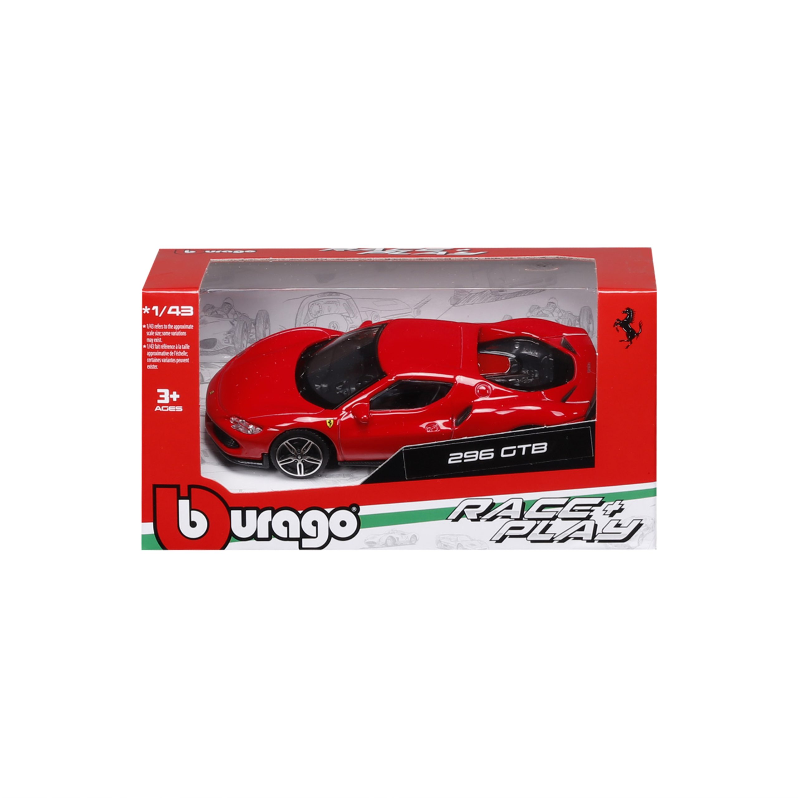 1:43 Ferrari 296 GTB - Red in Window Box - Image 1