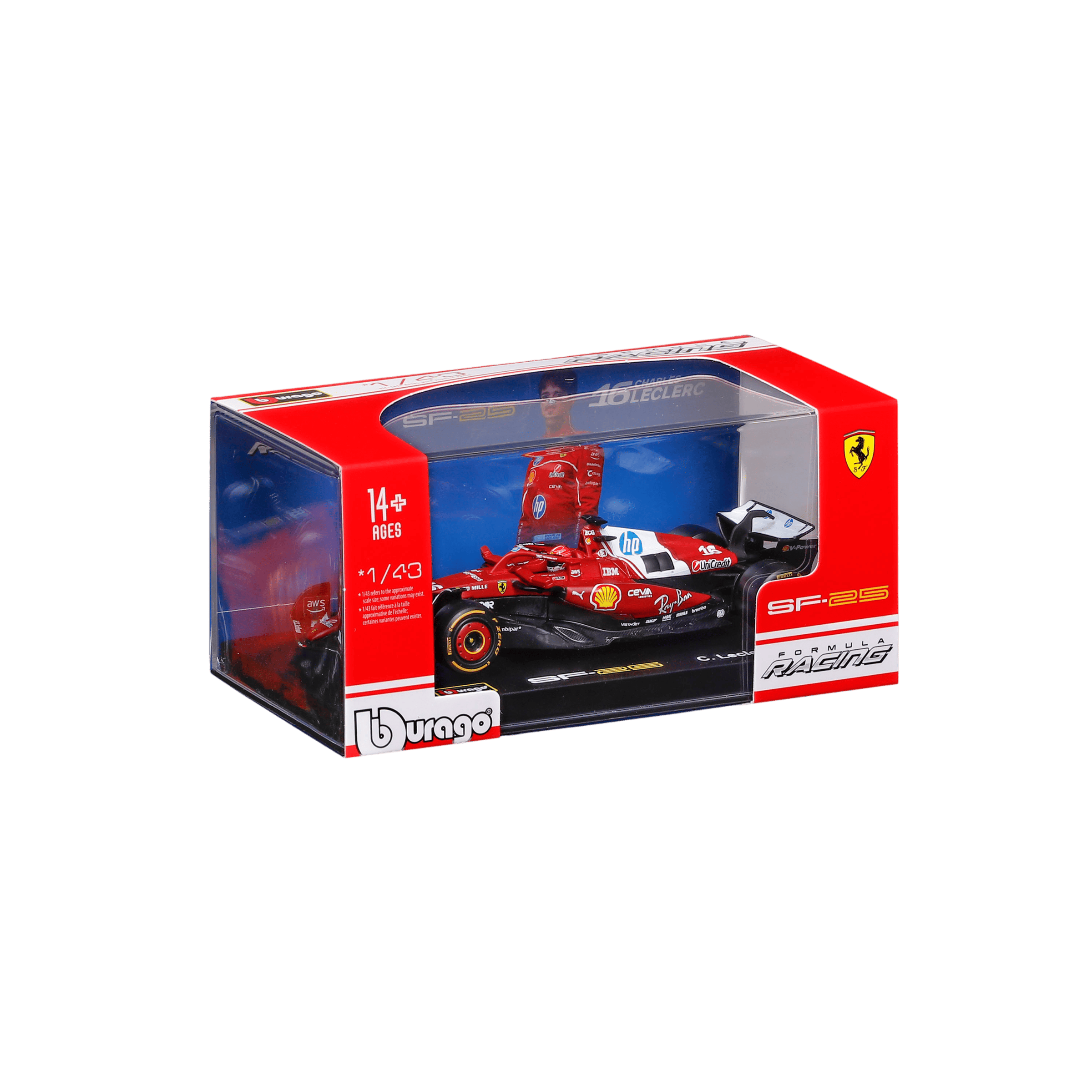 1:43 F1 Ferrari SF-25 #16 Charles Leclerc with helmet in Acrylic Box - Image 20