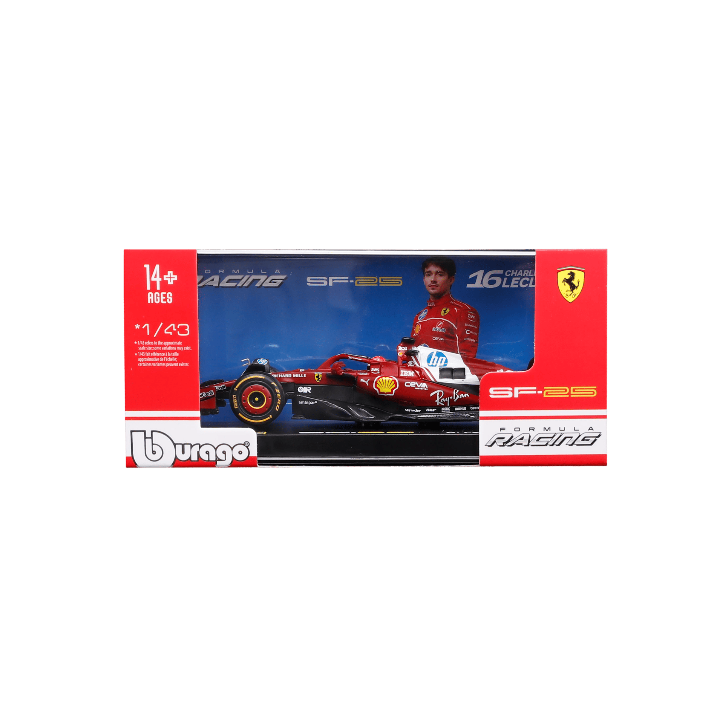 1:43 F1 Ferrari SF-25 #16 Charles Leclerc with helmet in Acrylic Box - Image 18