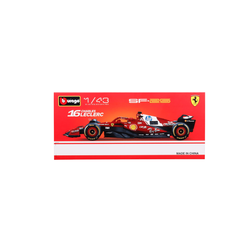 1:43 F1 Ferrari SF-25 #16 Charles Leclerc with helmet in Acrylic Box