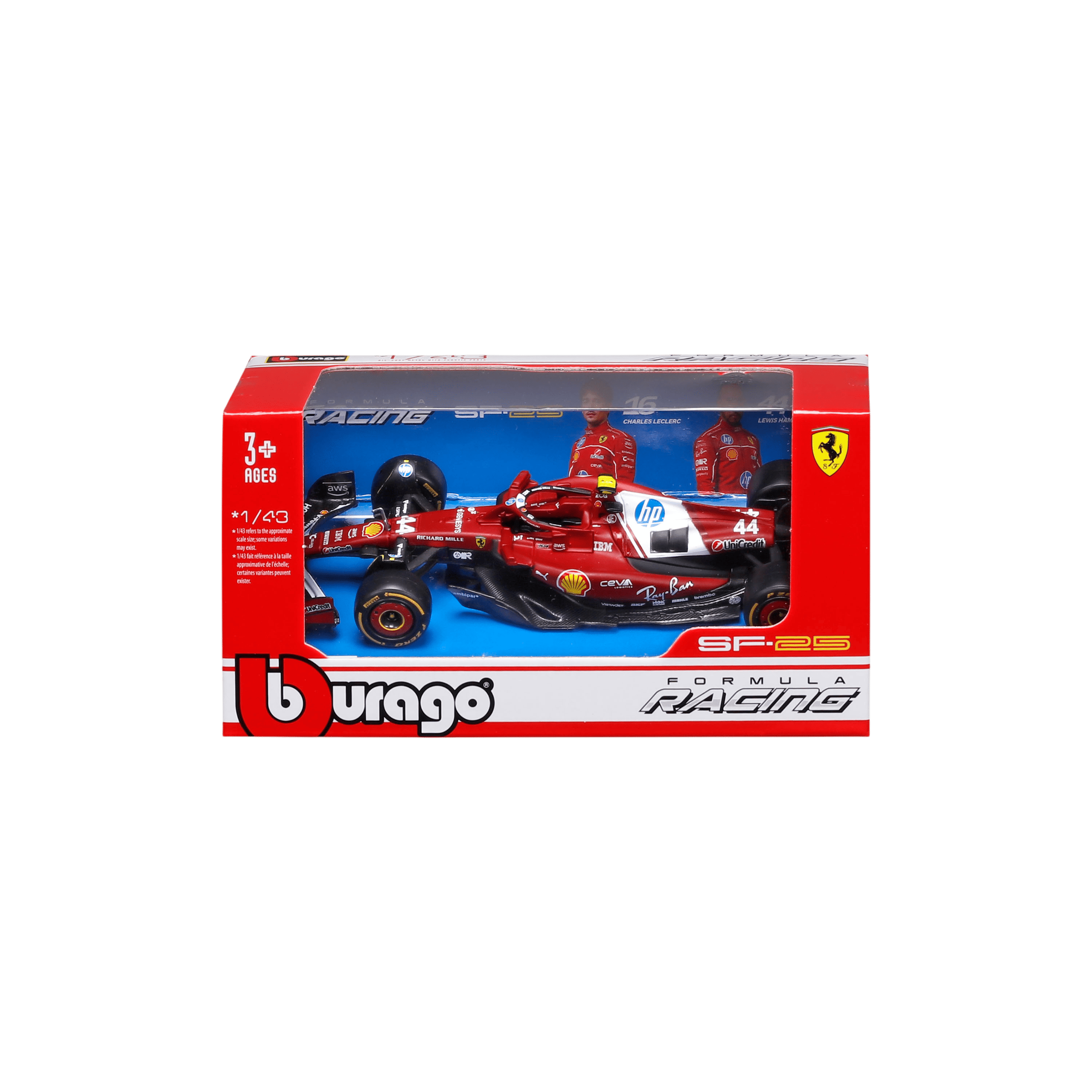 1:43 F1 2025 - Ferrari SF-25 #44 Lewis Hamilton in Window Box - Image 1