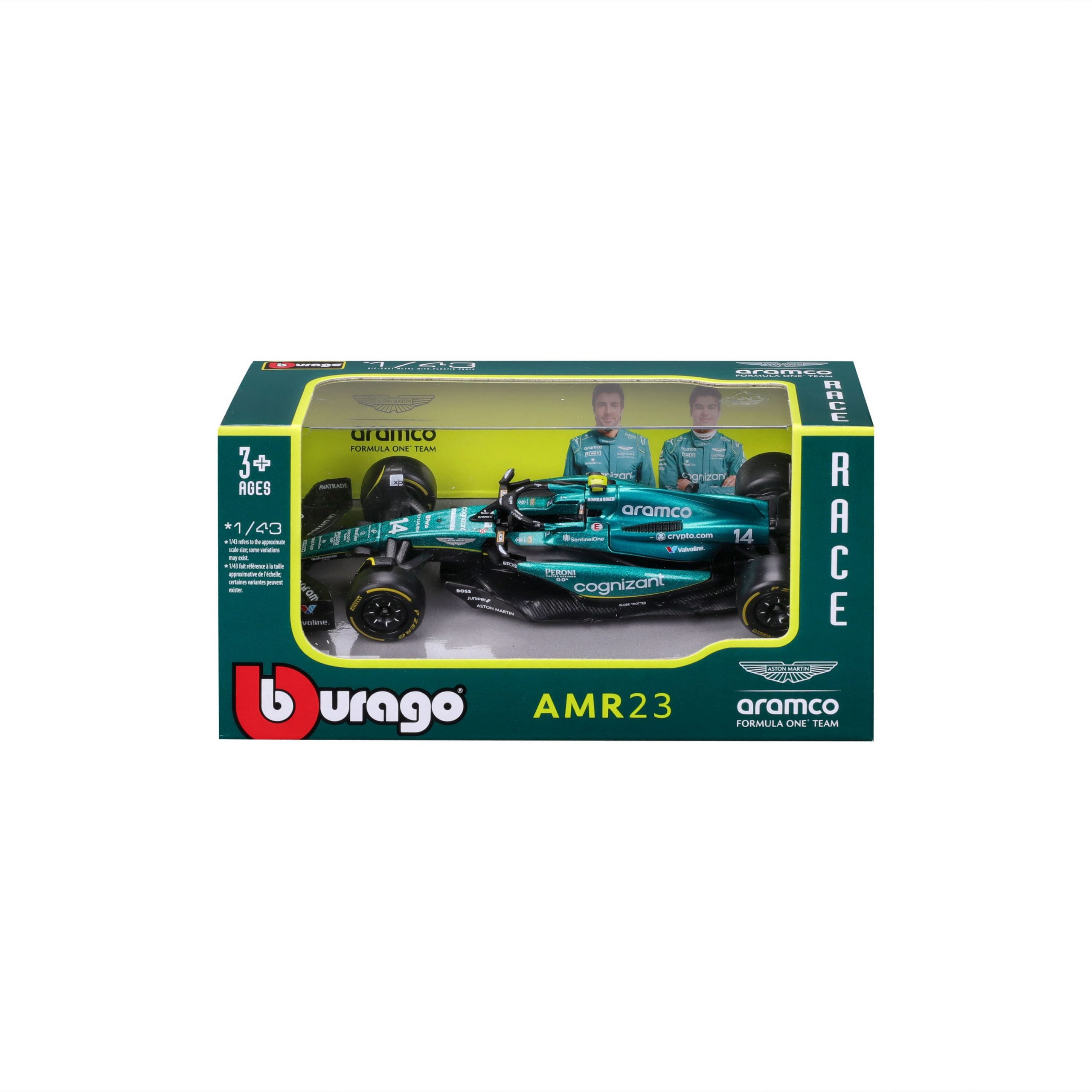 1:43 F1 2023 - Aston Martin AMR23 #14 Fernando Alonso in Window Box - Image 1