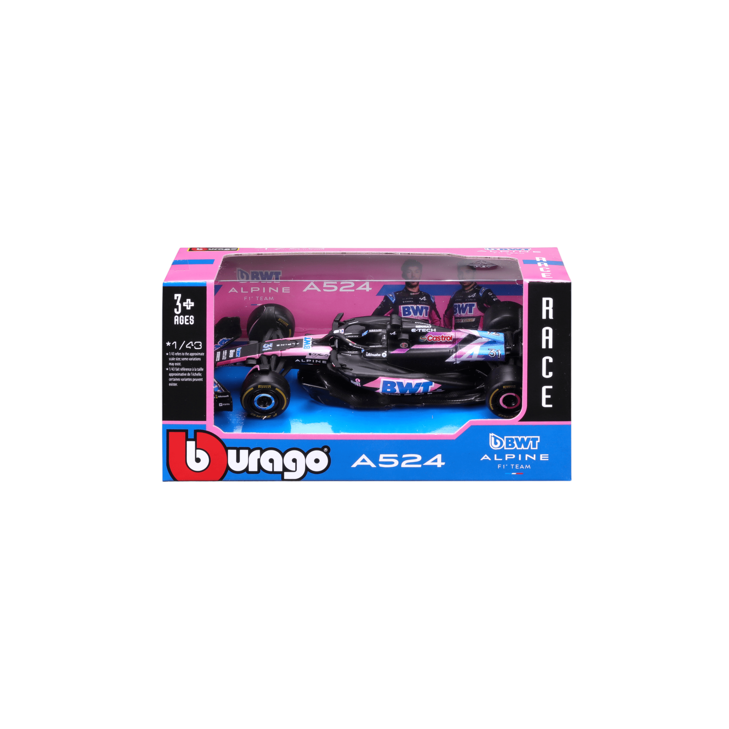 1:43 F1 2024 Alpine A524 #31 Esteban Ocon in Window Box - Image 1