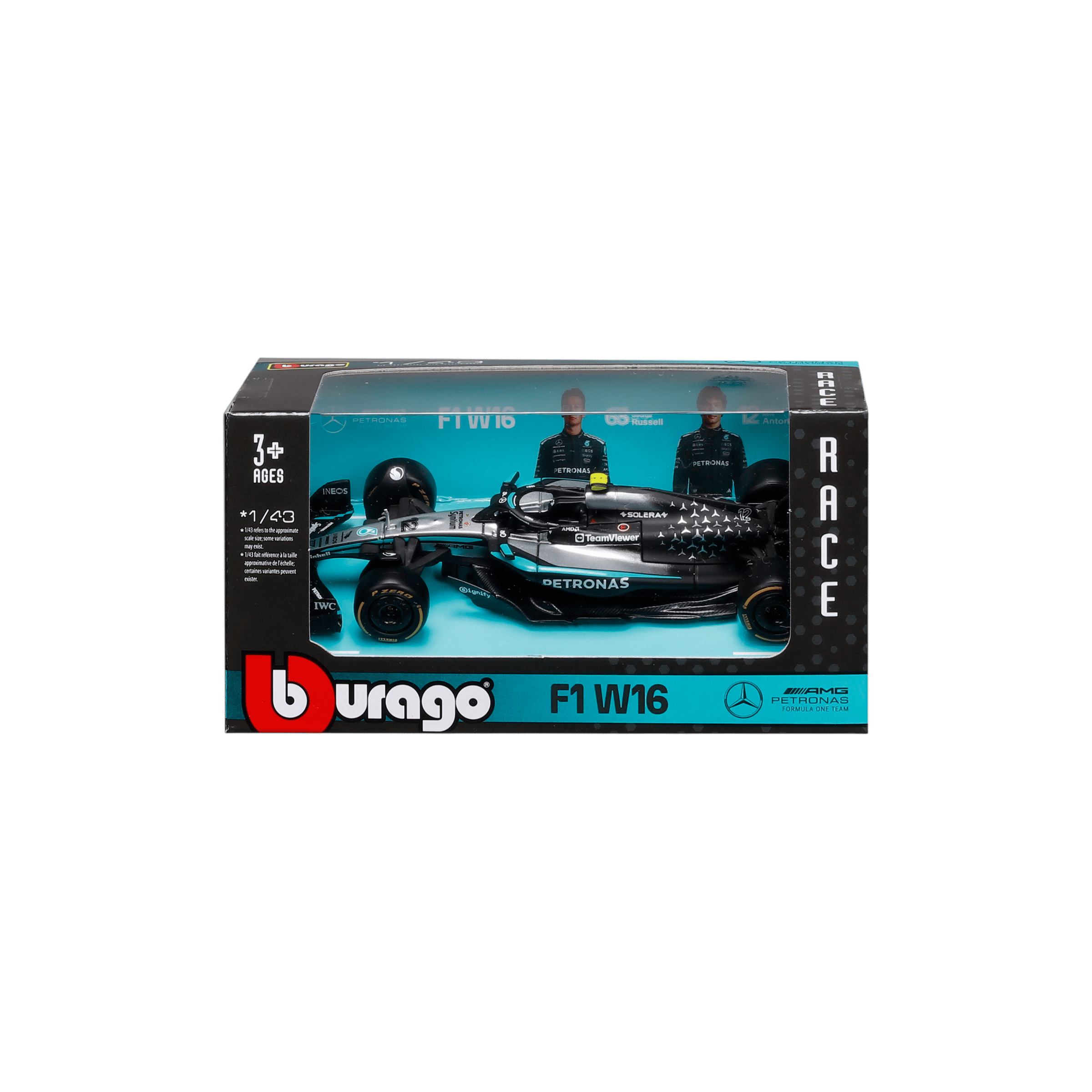 1:43 F1 2025 - Mercedes-AMG W16 #12 Kimi Antonelli in Window Box - Image 1