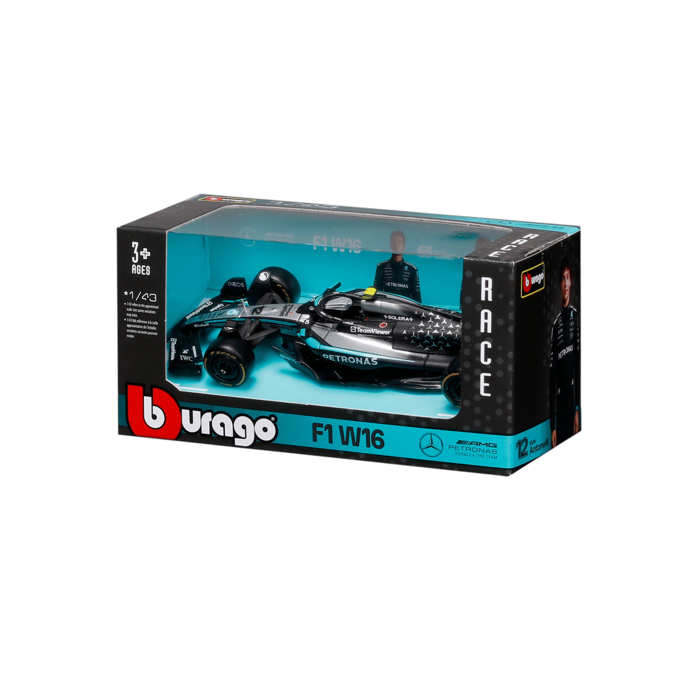 1:43 F1 2025 - Mercedes-AMG W16 #12 Kimi Antonelli in Window Box - Image 12