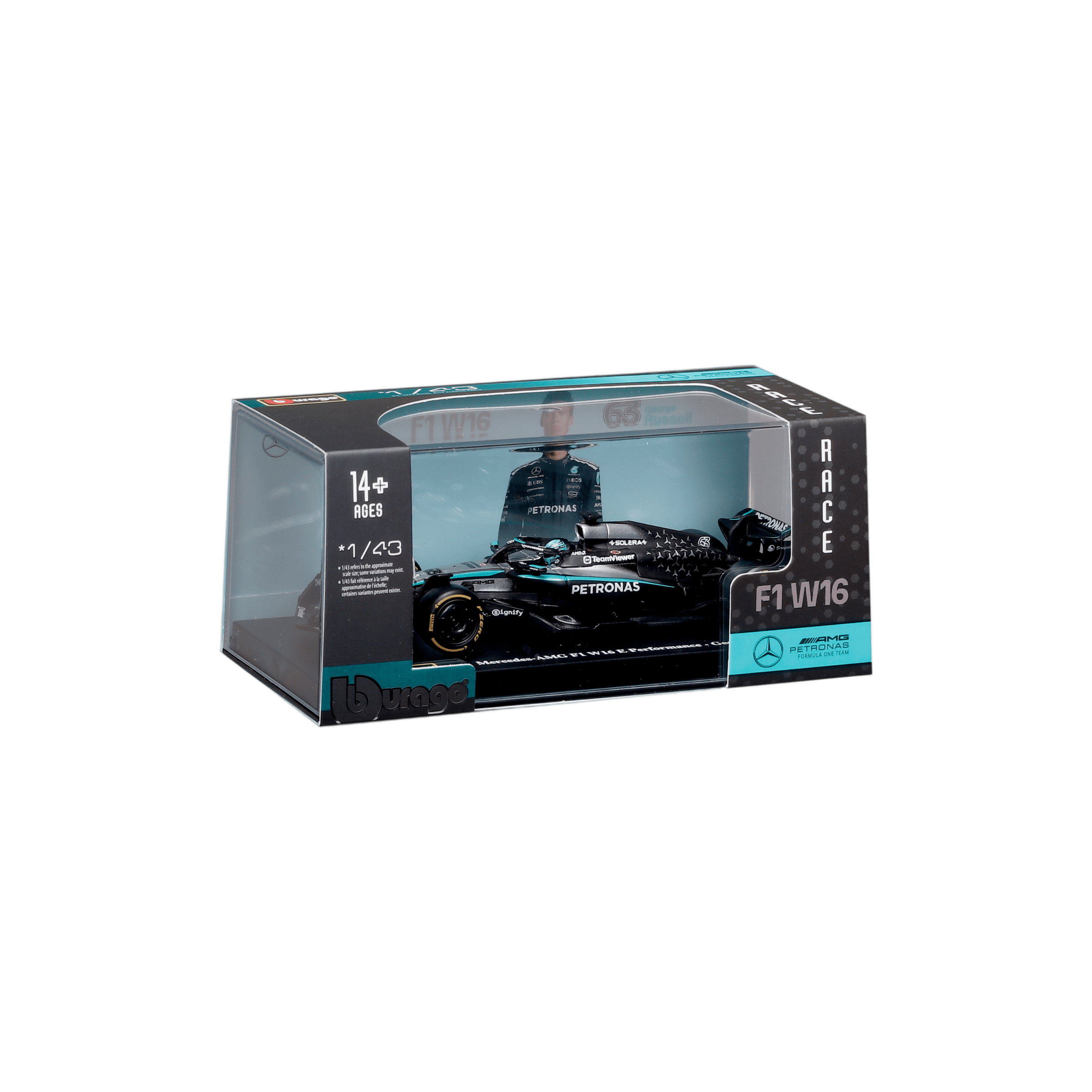 1:43 F1 2025 - Mercedes-AMG W16 #63 George Russell in Acrylic Box - Image 14