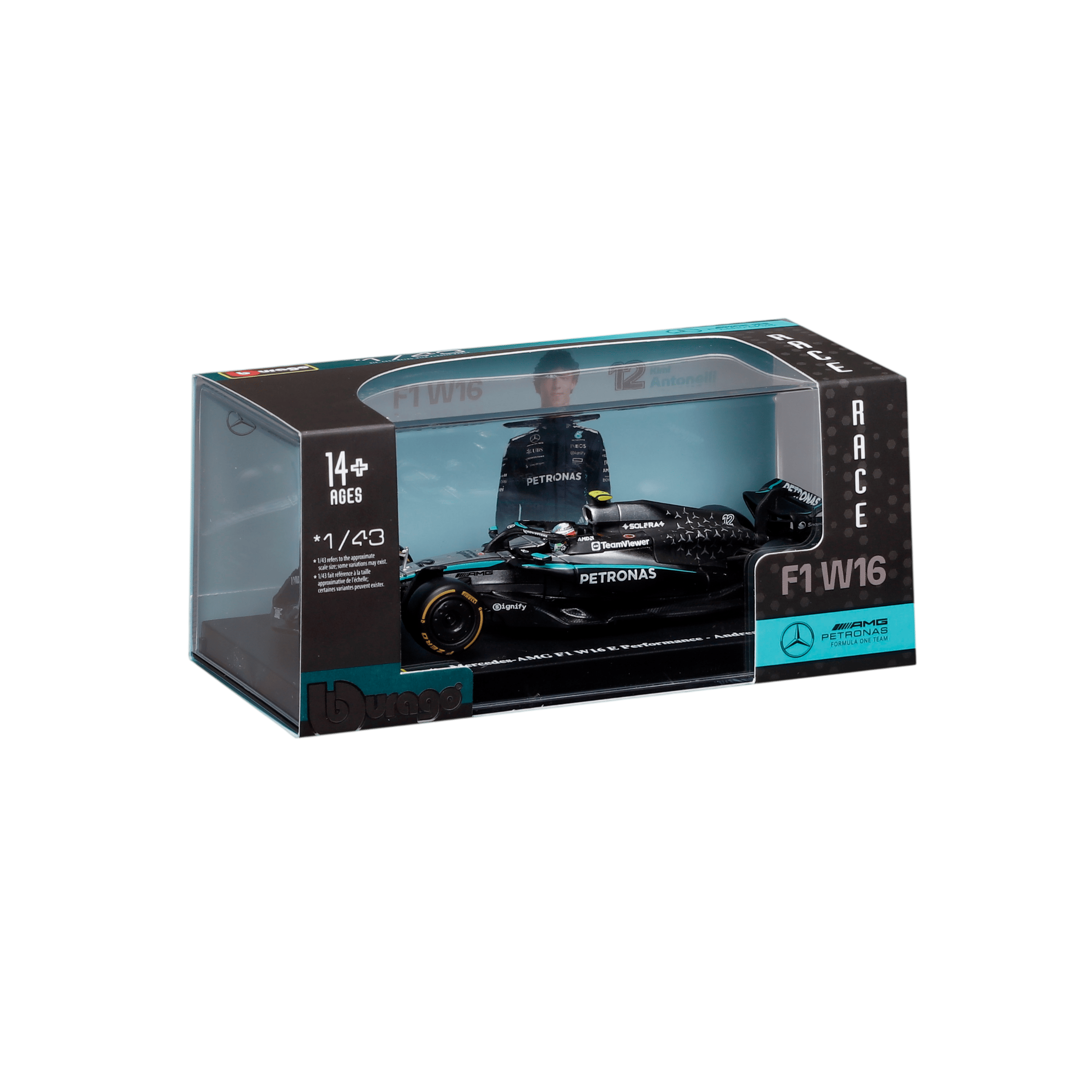 1:43 F1 2025 - Mercedes-AMG W16 #12 Kimi Antonelli in Acrylic Box - Image 13