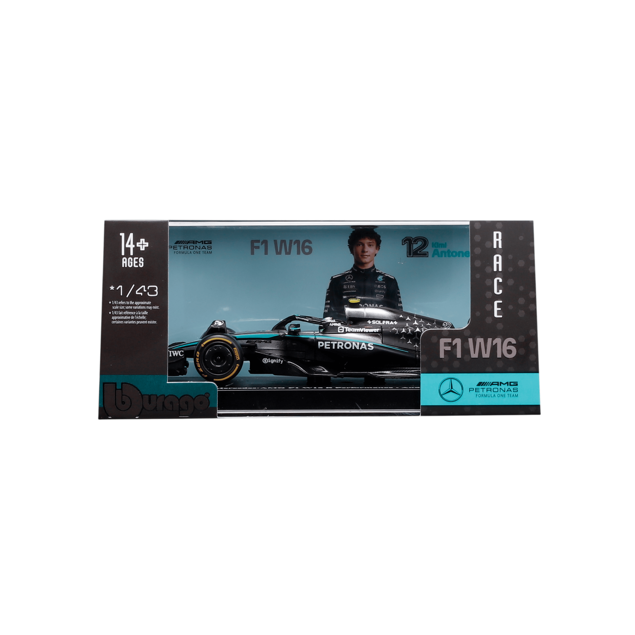 1:43 F1 2025 - Mercedes-AMG W16 #12 Kimi Antonelli in Acrylic Box - Image 9