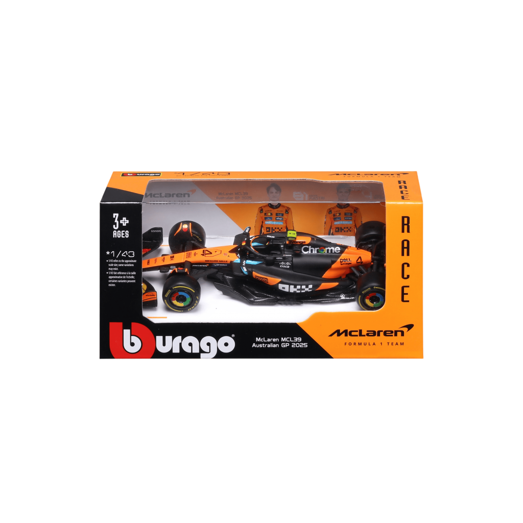 1:43 McLaren MCL39 #4 Lando Norris without helmet in Window Box