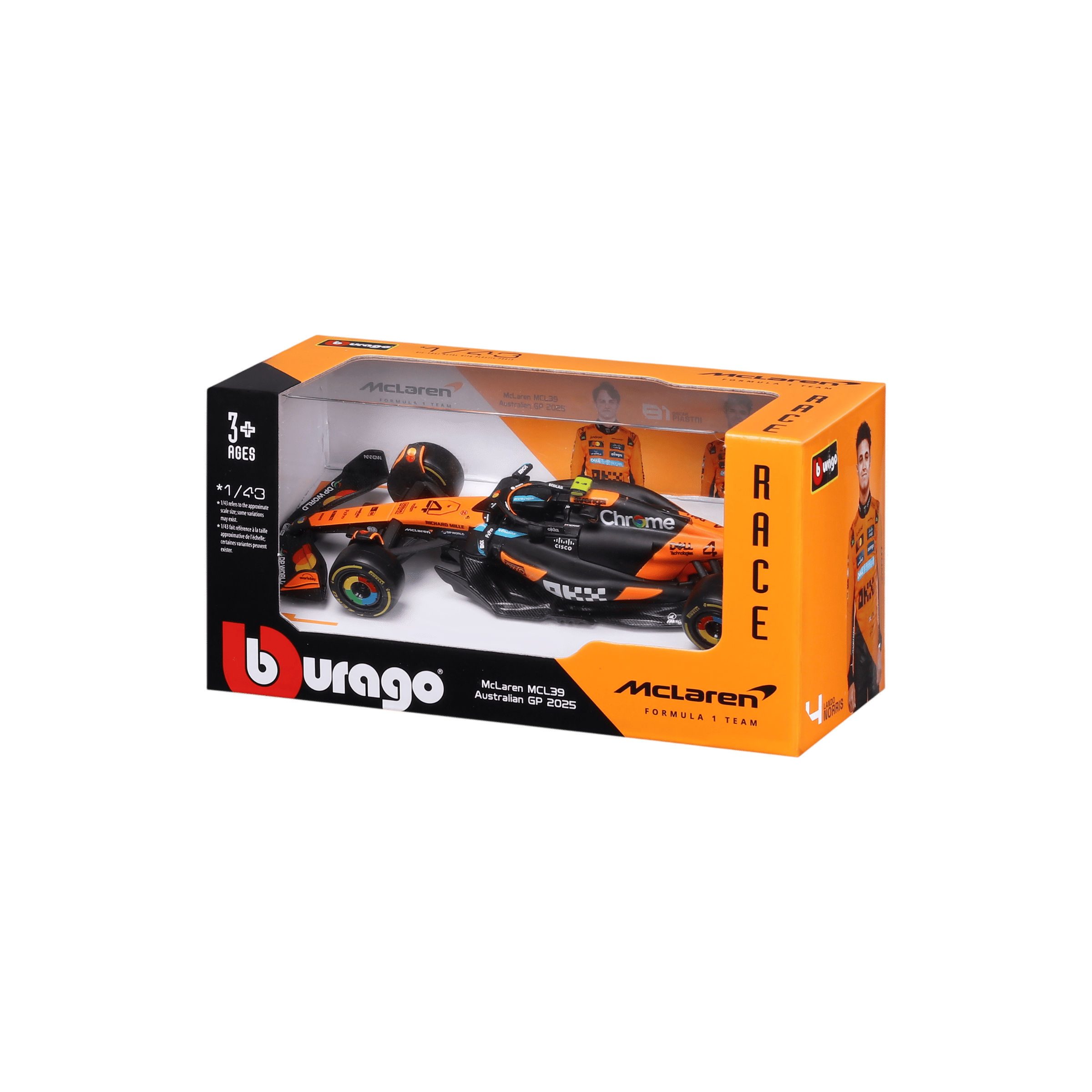 1:43 McLaren MCL39 #4 Lando Norris without helmet in Window Box - Image 6
