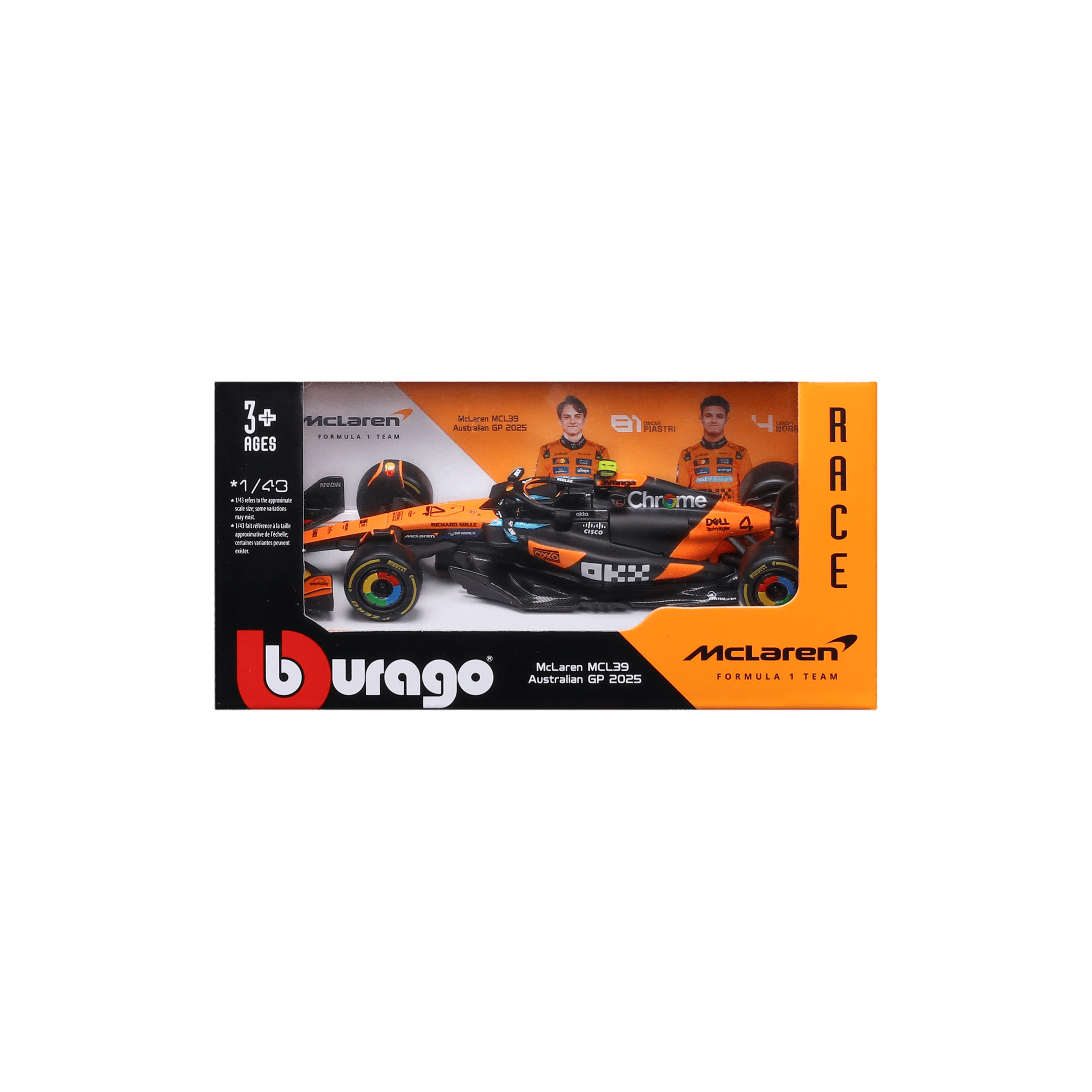 1:43 McLaren MCL39 #4 Lando Norris without helmet in Window Box - Image 4