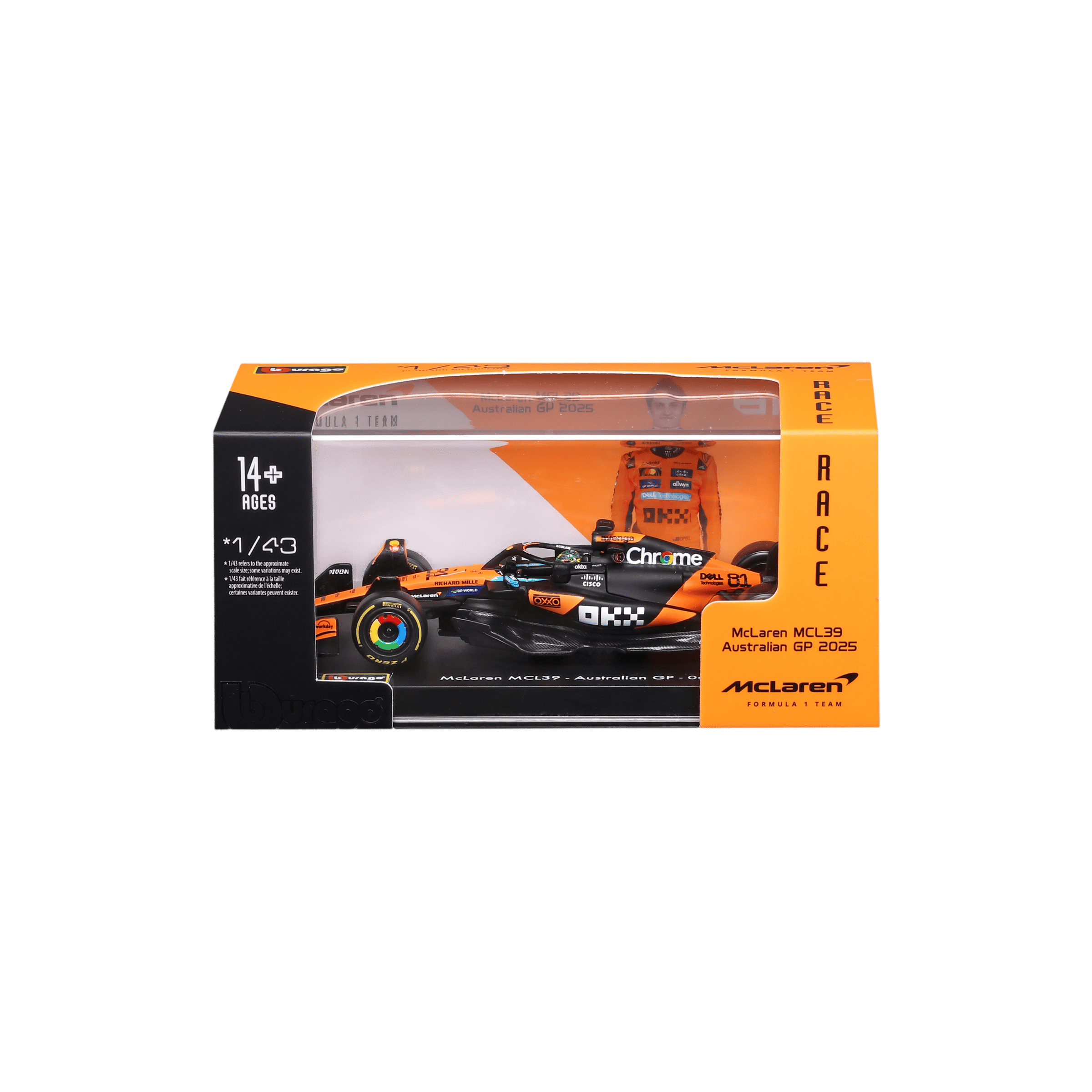 1:43 F1 2025 - McLaren MCL39 #81 Oscar Piastri in Acrylic Box - Image 1