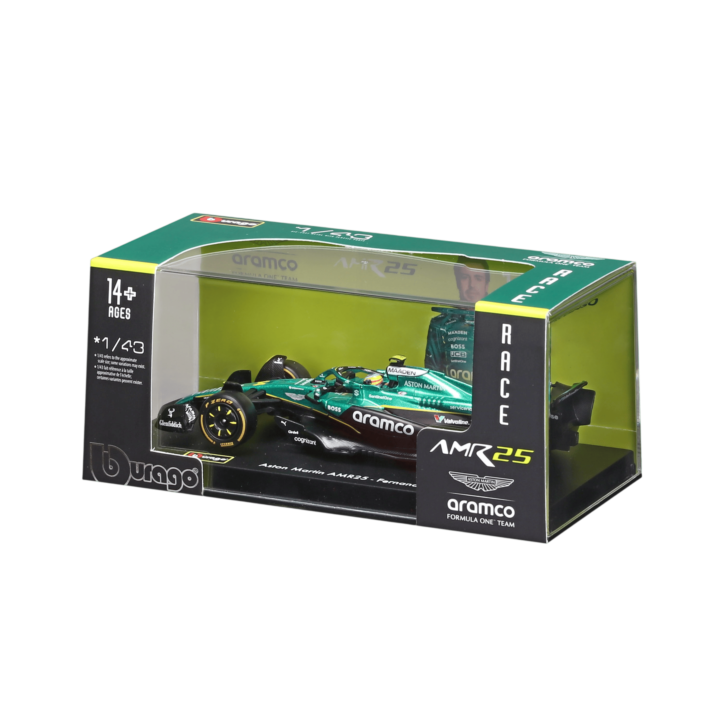 1:43 Aston Martin AMR25 #14 Fernando Alonso with helmet in Acrylic Box - Image 12