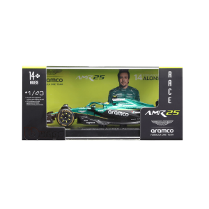 1:43 Aston Martin AMR25 #14 Fernando Alonso with helmet in Acrylic Box - Image 11