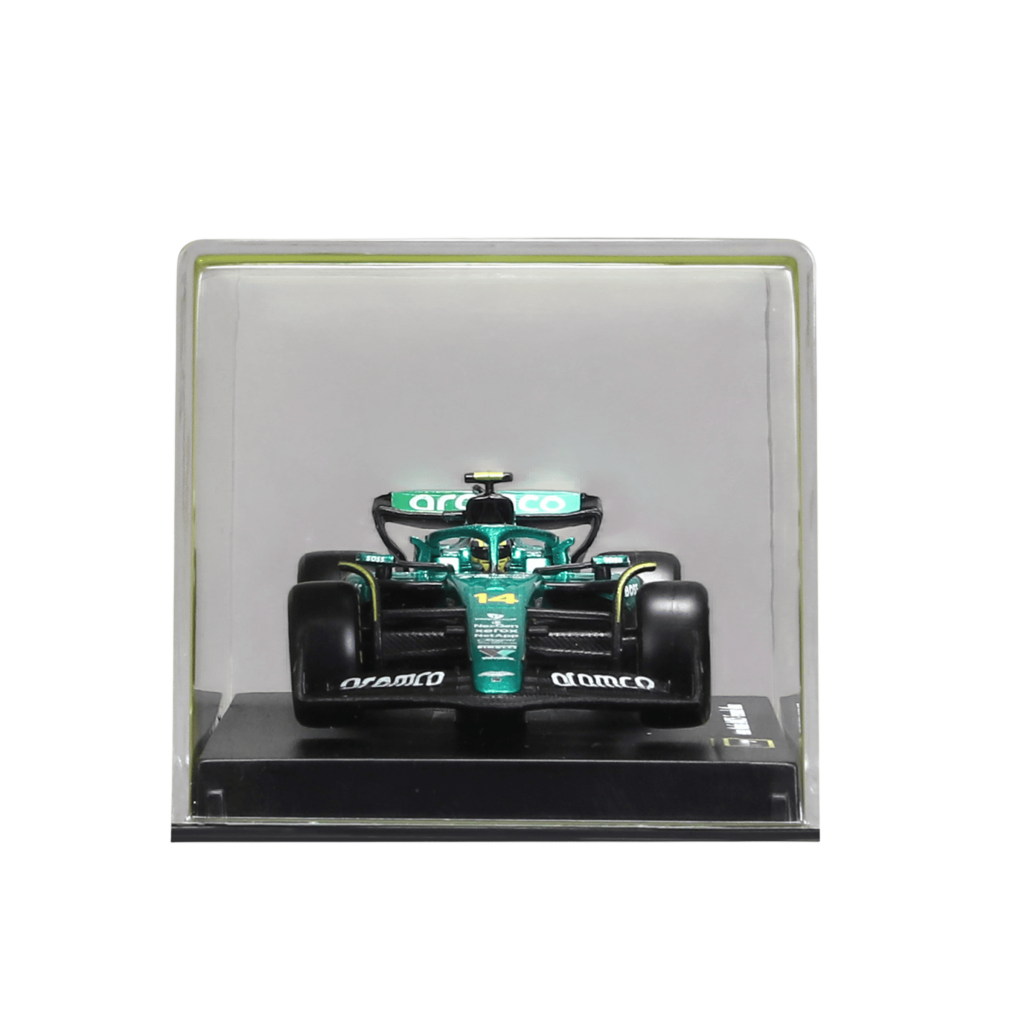 1:43 Aston Martin AMR25 #14 Fernando Alonso with helmet in Acrylic Box