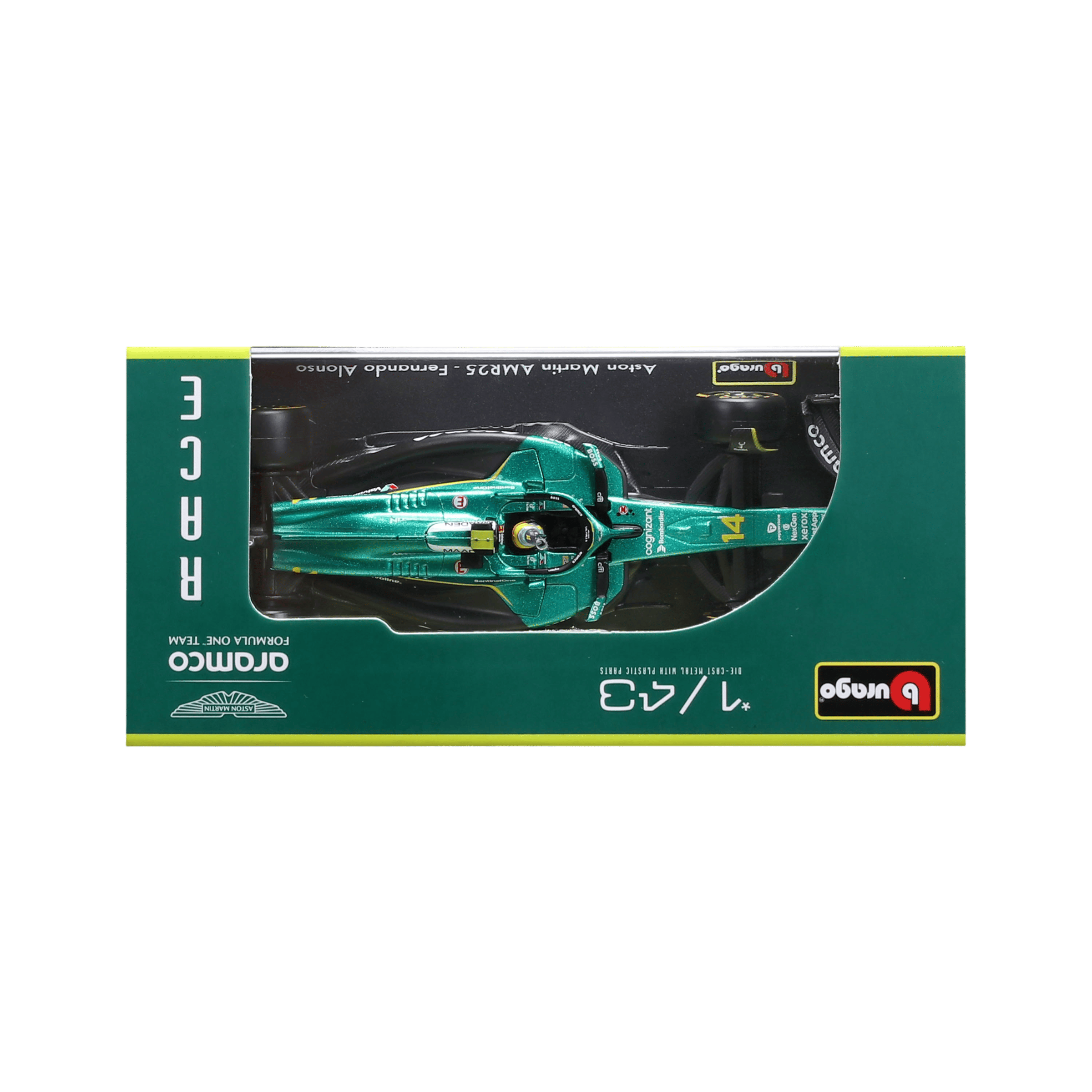1:43 Aston Martin AMR25 #14 Fernando Alonso with helmet in Acrylic Box - Image 8