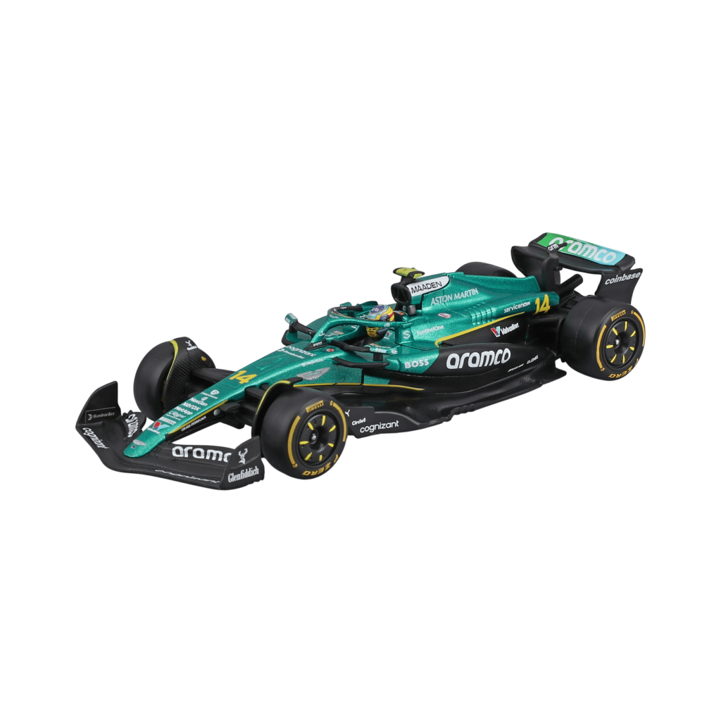 1:43 Aston Martin AMR25 #14 Fernando Alonso with helmet in Acrylic Box