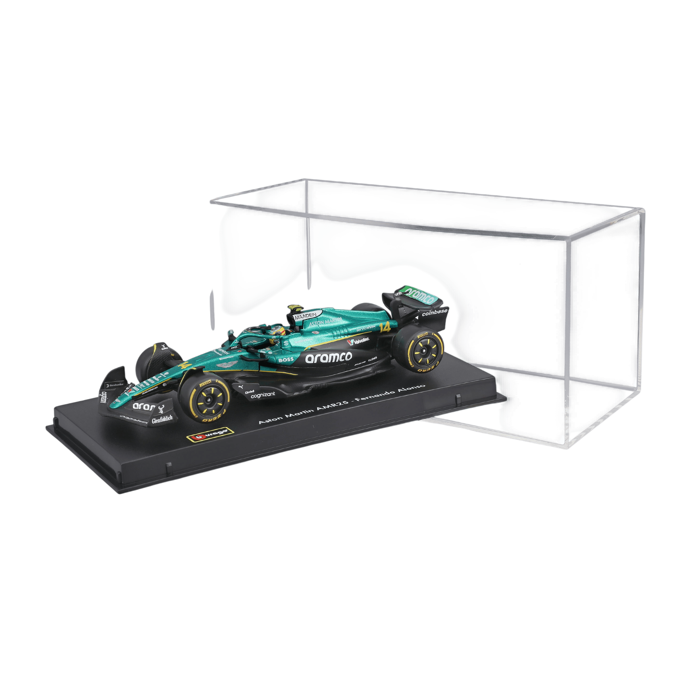 1:43 Aston Martin AMR25 #14 Fernando Alonso with helmet in Acrylic Box - Image 2