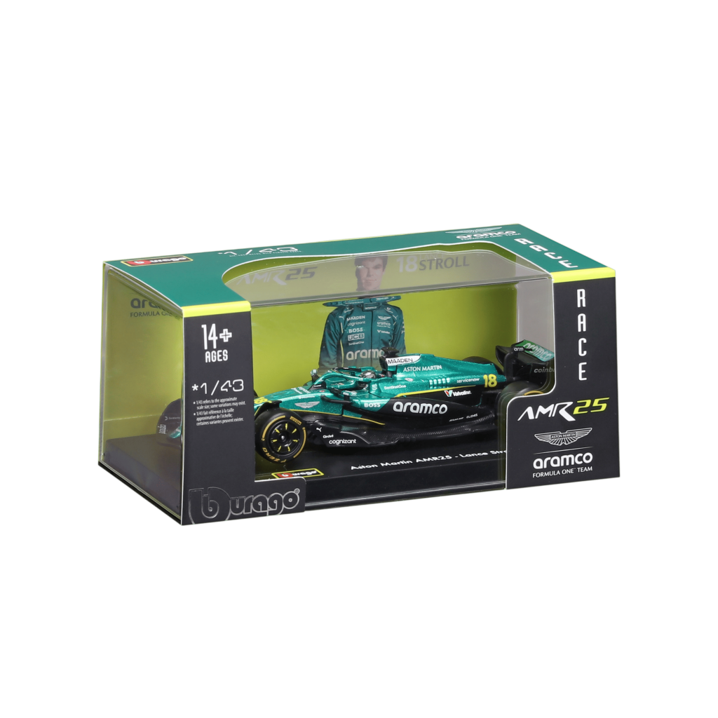1:43 F1 2025 - Aston Martin AMR25 #18 Lance Stroll in Acrylic Box