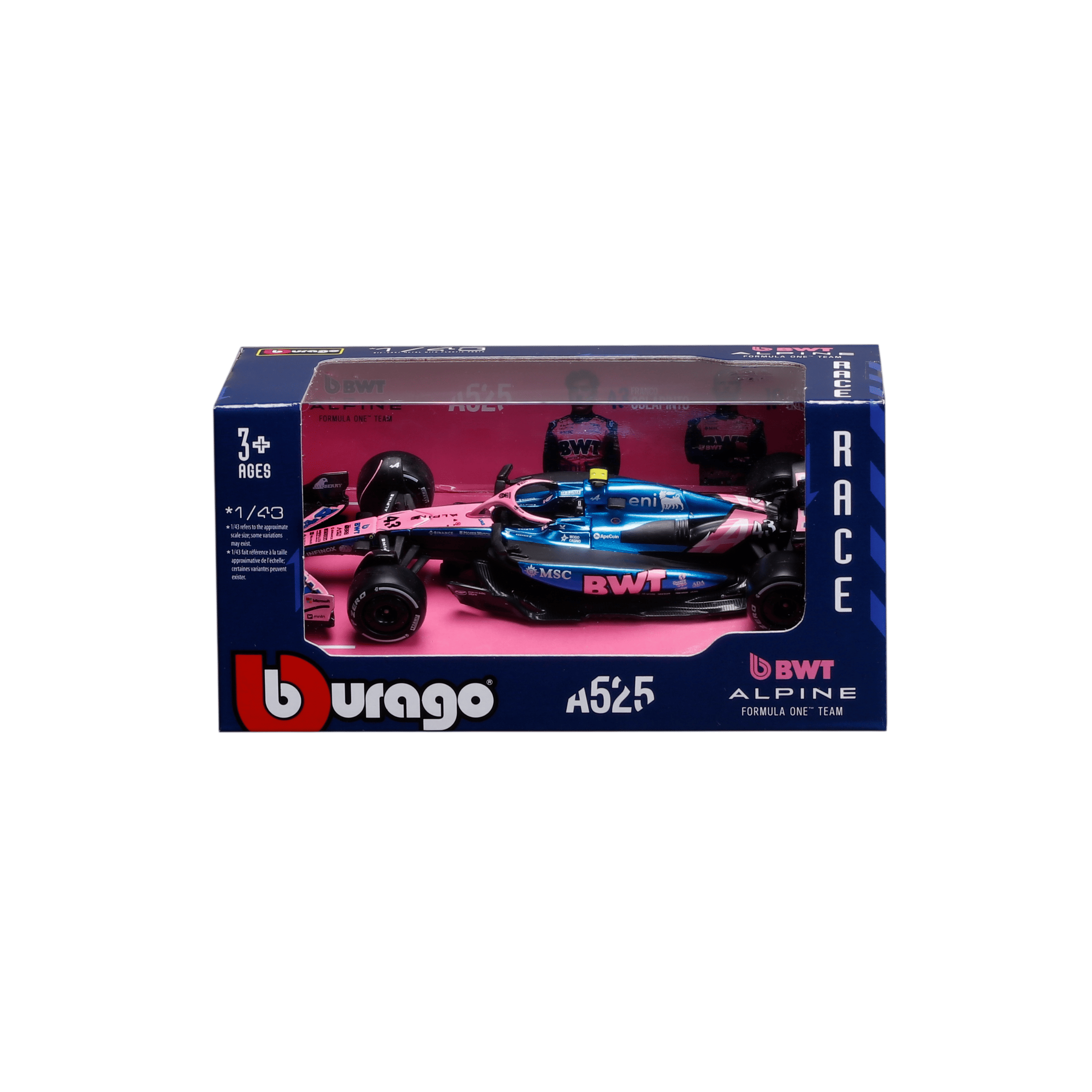 1:43 F1 2025 - Alpine A525 #43 Franco Colapinto in Window Box - Image 1