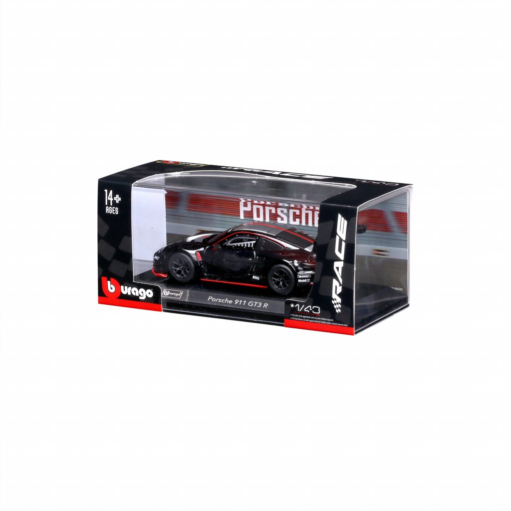 1:43 Bburago - Porsche 911 GT3 R Black-Silver in Acrylic Box