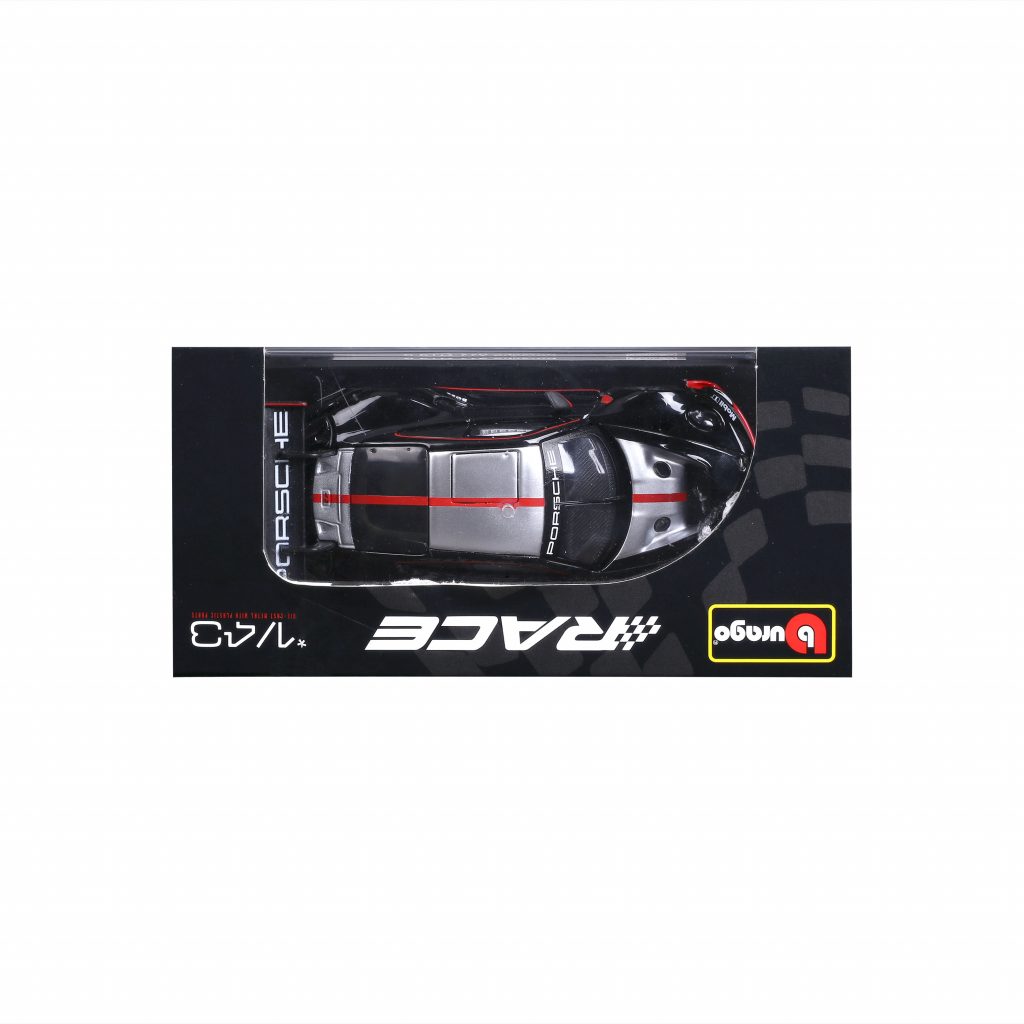 1:43 Bburago - Porsche 911 GT3 R Black-Silver in Acrylic Box