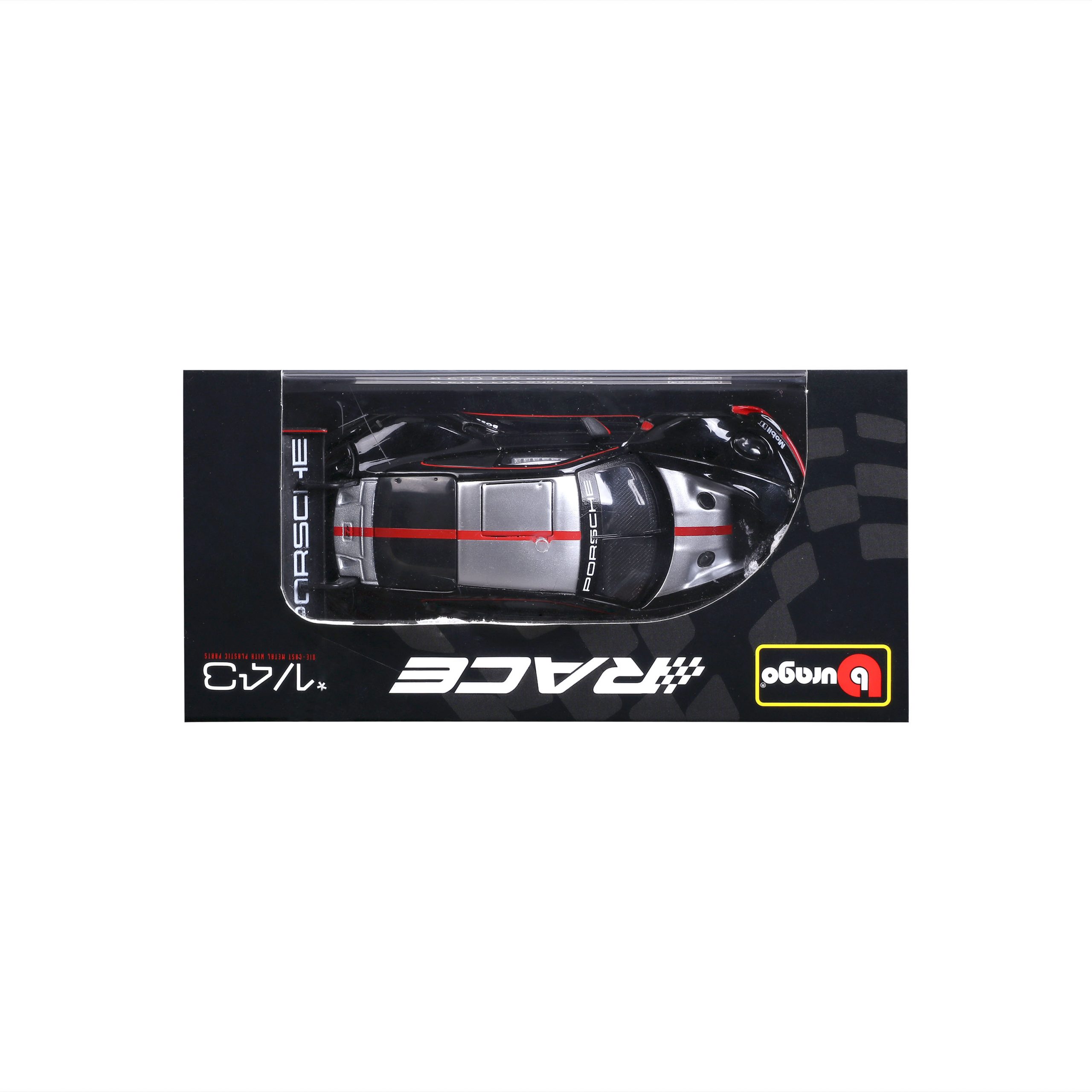 1:43 Bburago - Porsche 911 GT3 R Black-Silver in Acrylic Box - Image 3