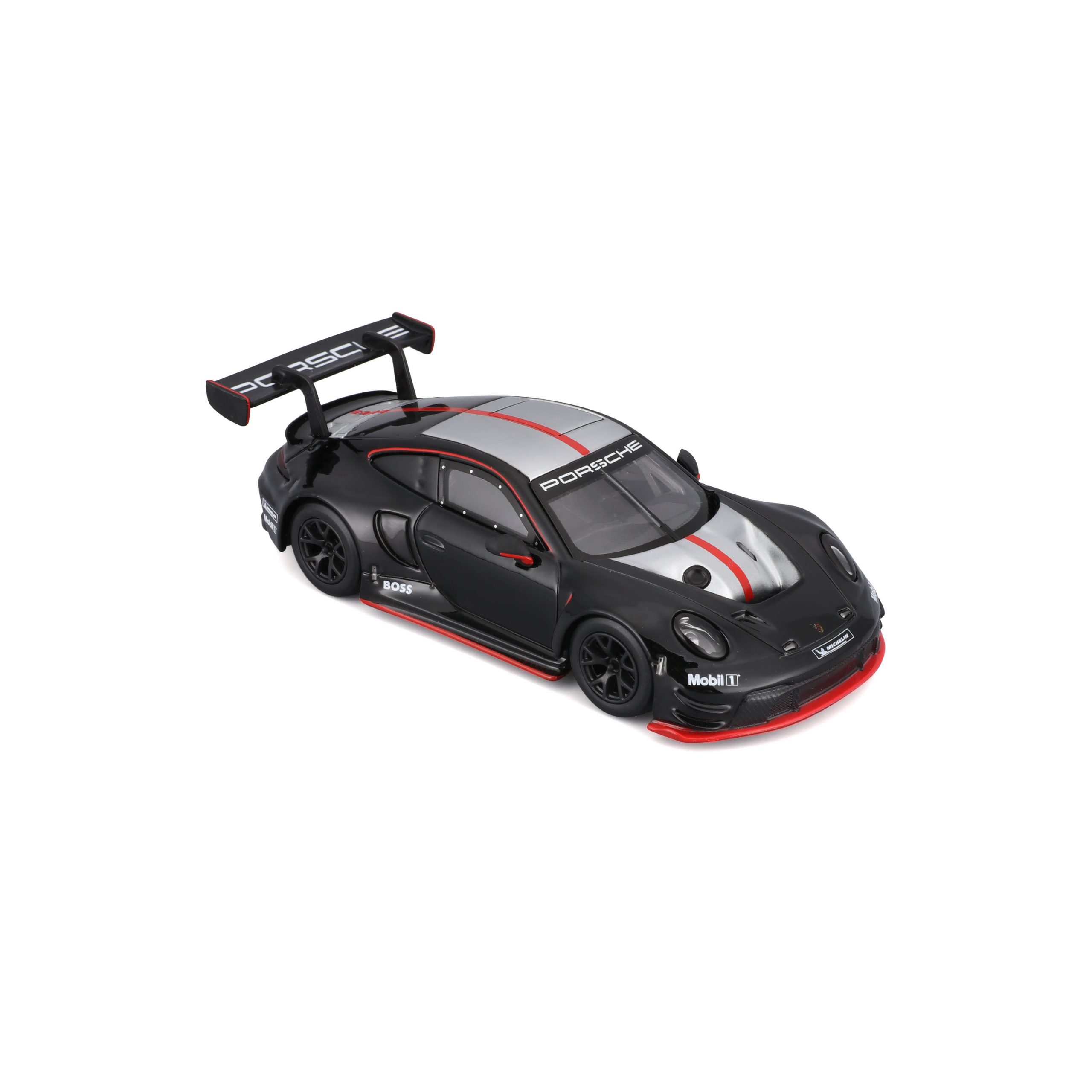 1:43 Bburago - Porsche 911 GT3 R Black-Silver in Acrylic Box - Image 1