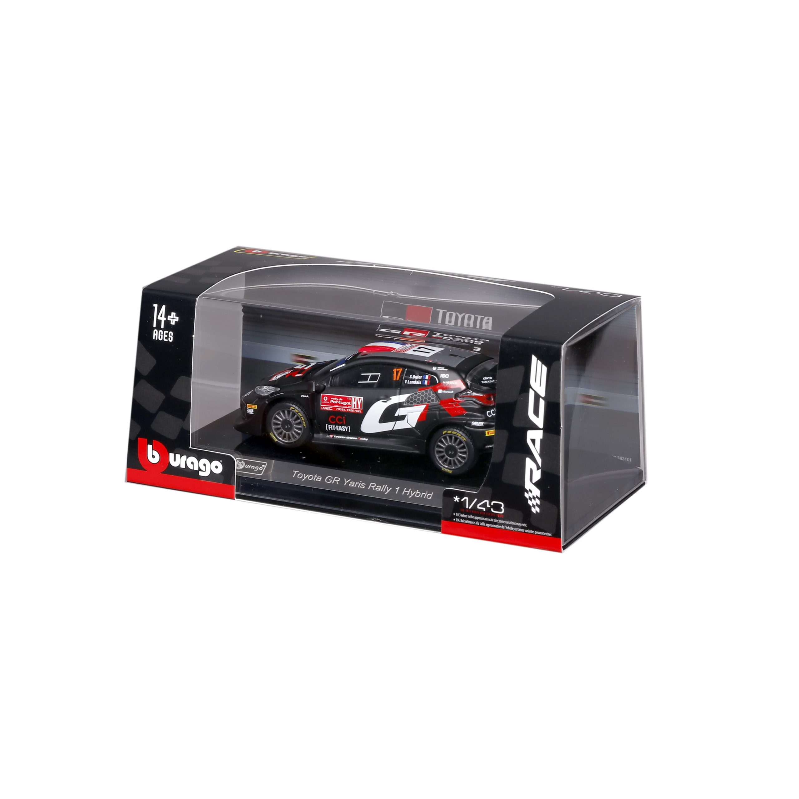 1:43 Bburago - GR Yaris Rally 1 Hybrid WRC 2024 - #17 Sébastien Ogier in Acrylic Box - Image 9