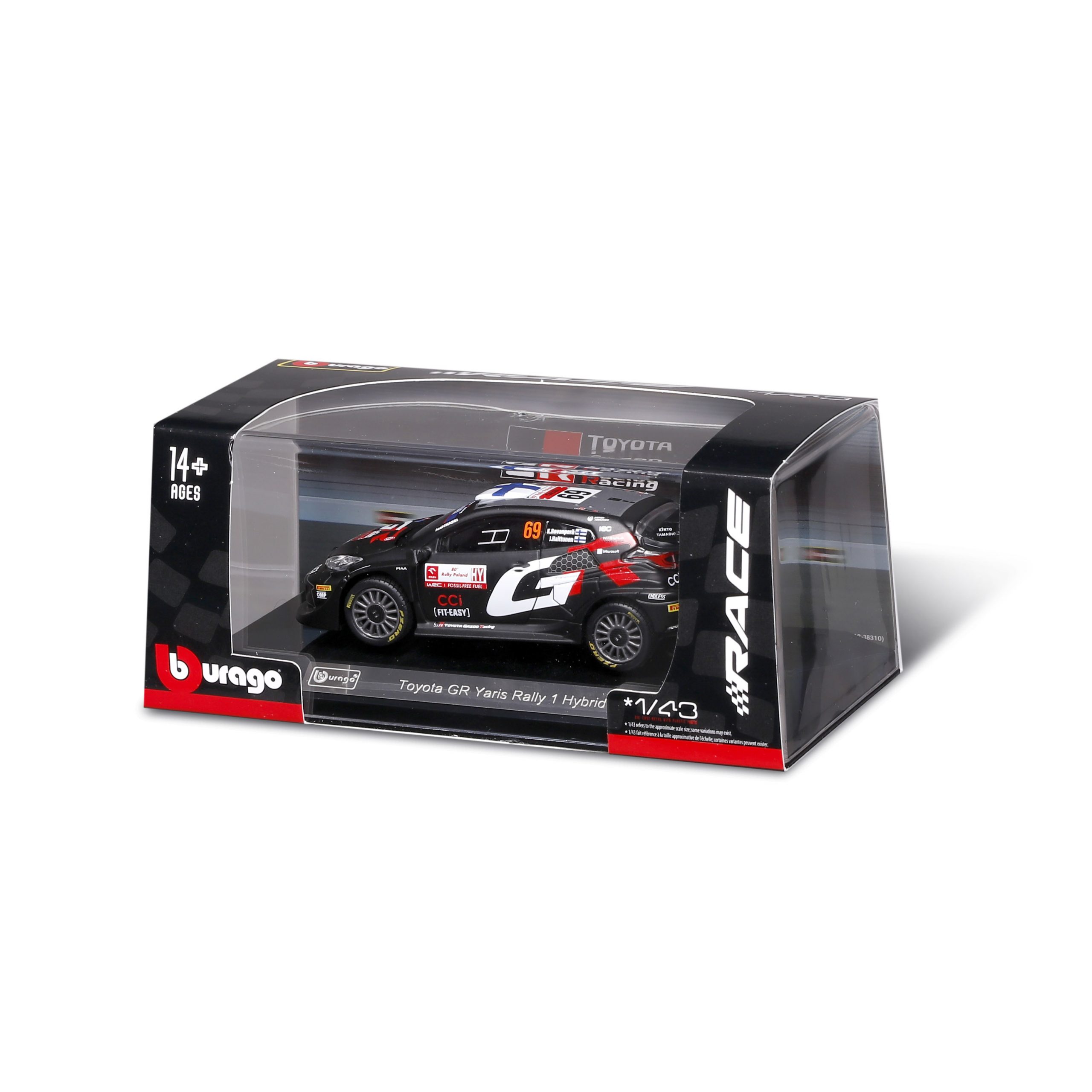 1:43 Bburago - GR Yaris Rally 1 Hybrid WRC 2024 - #69 Kalle Rovanperä in Acrylic Box - Image 11
