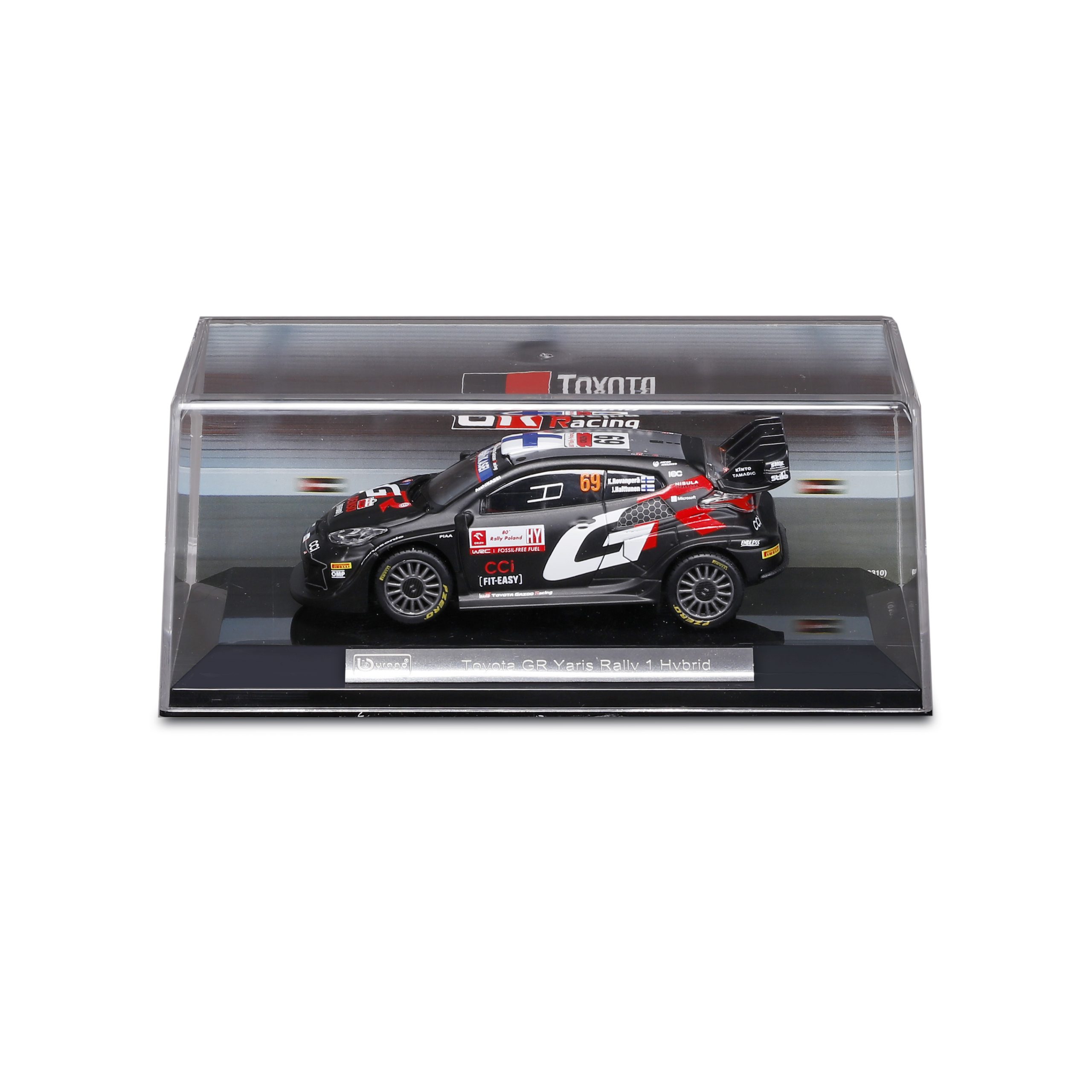 1:43 Bburago - GR Yaris Rally 1 Hybrid WRC 2024 - #69 Kalle Rovanperä in Acrylic Box - Image 6