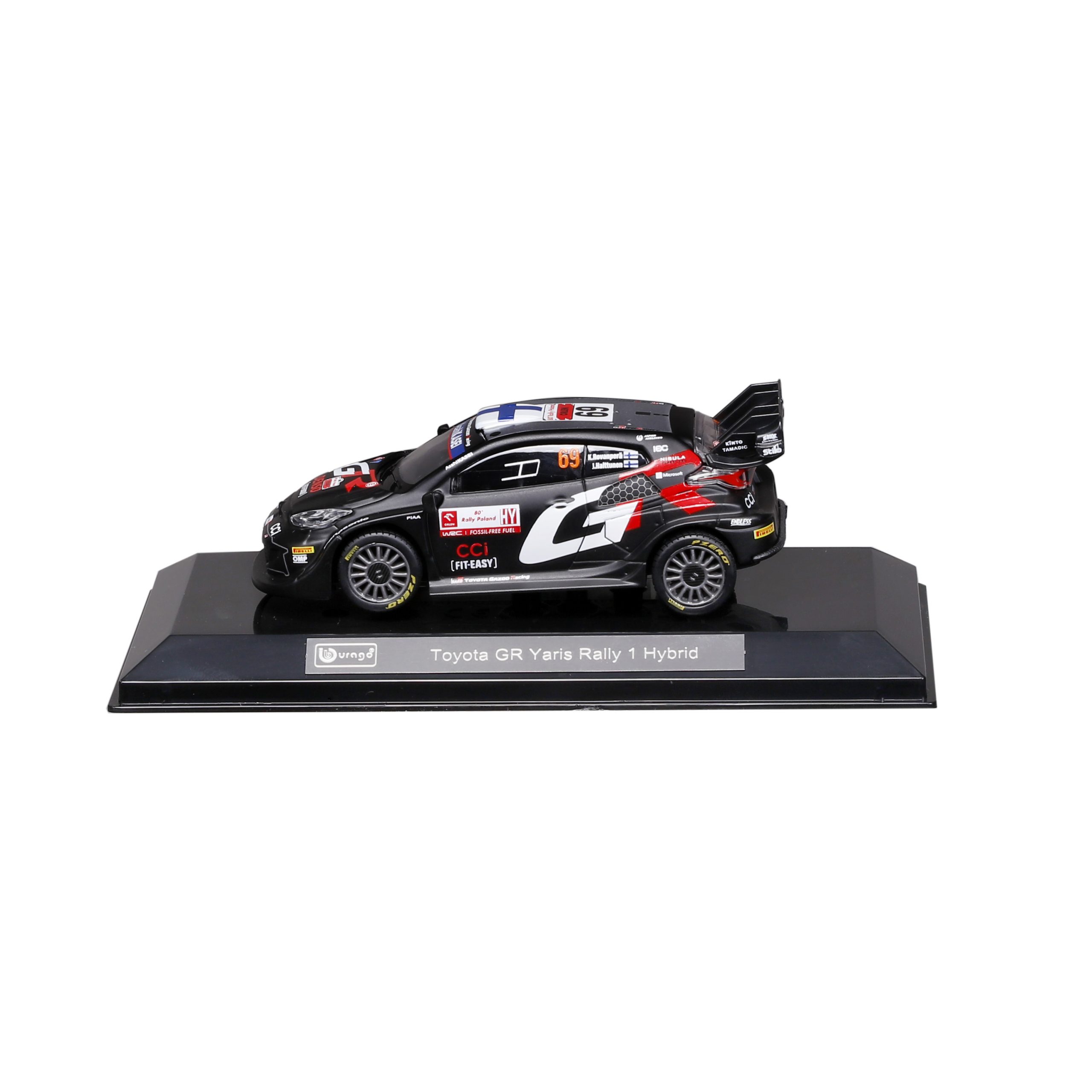 1:43 Bburago - GR Yaris Rally 1 Hybrid WRC 2024 - #69 Kalle Rovanperä in Acrylic Box - Image 7