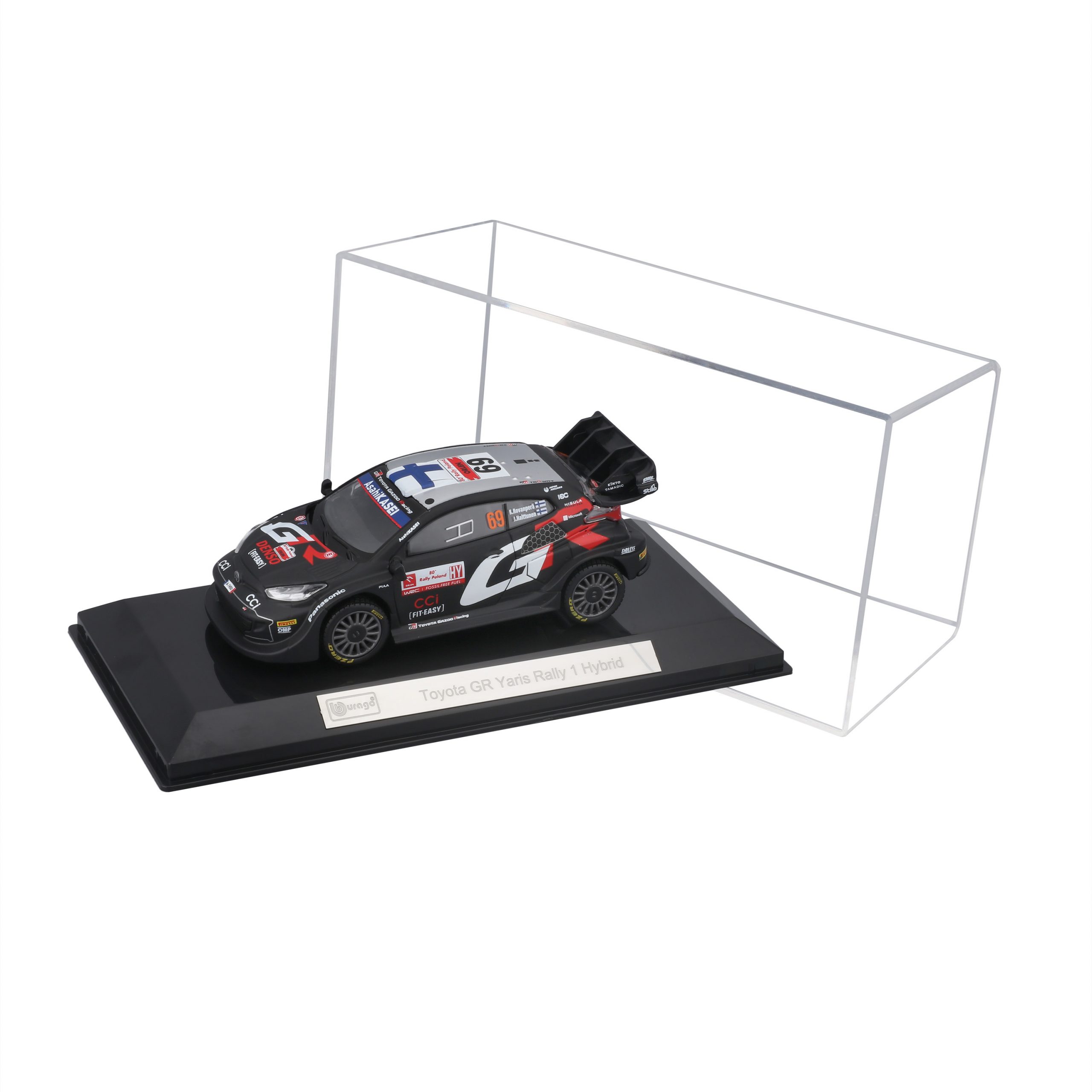 1:43 Bburago - GR Yaris Rally 1 Hybrid WRC 2024 - #69 Kalle Rovanperä in Acrylic Box - Image 2
