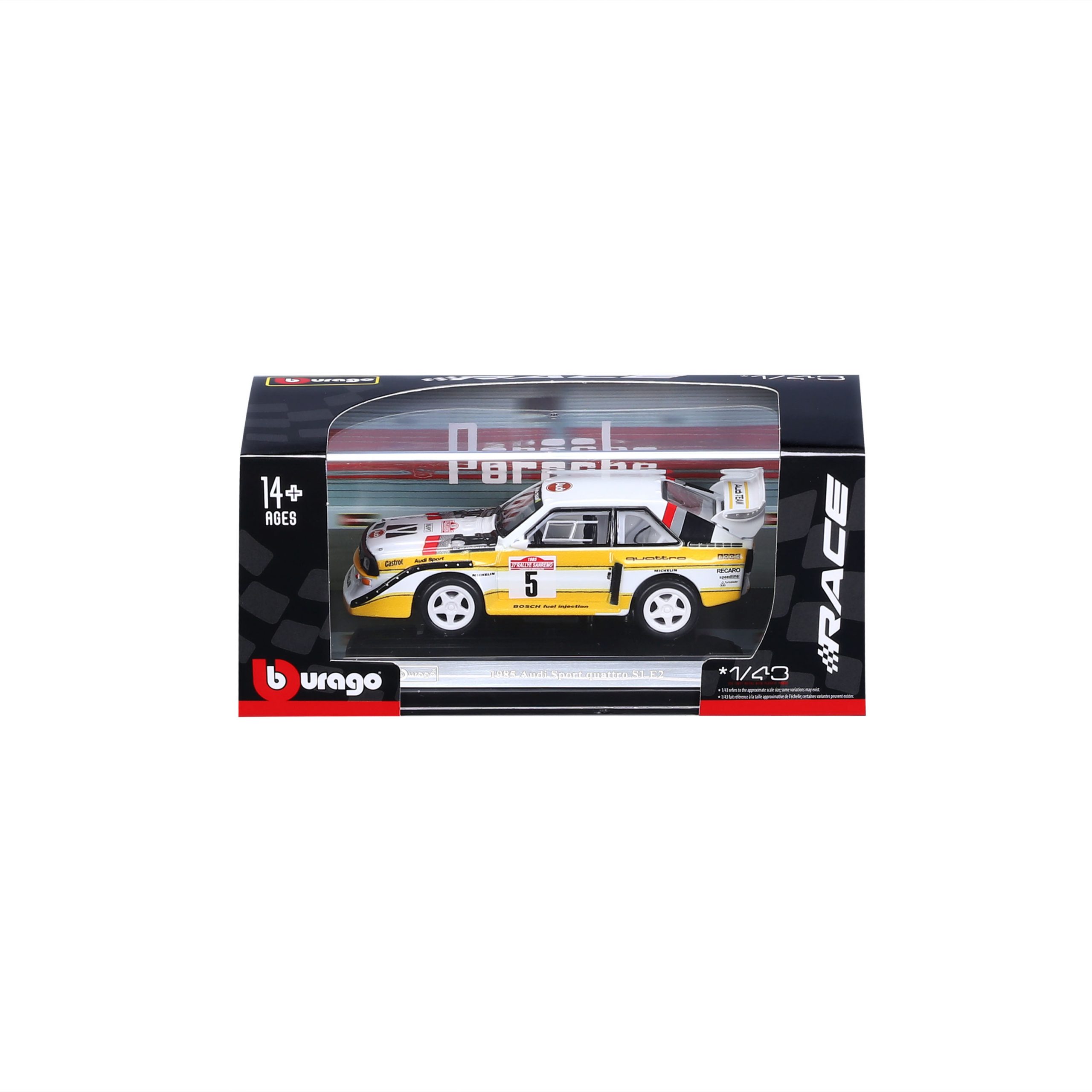 1:43 Bburago - 1985 Audi Sport Quattro S1 E2 in Acrylic Box - Image 2
