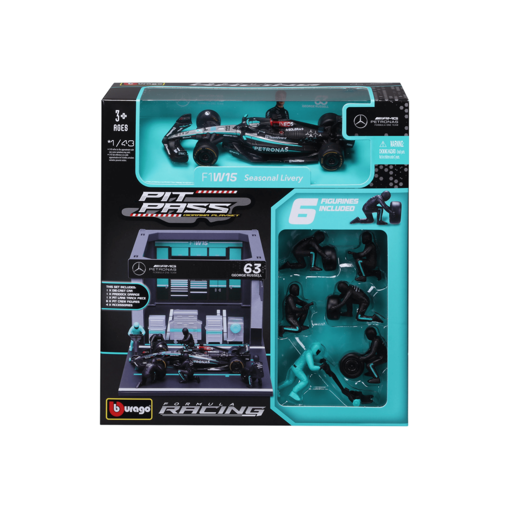 1:43 F1 2024 Pit Pass - Mercedes-AMG W15 #63 George Russell