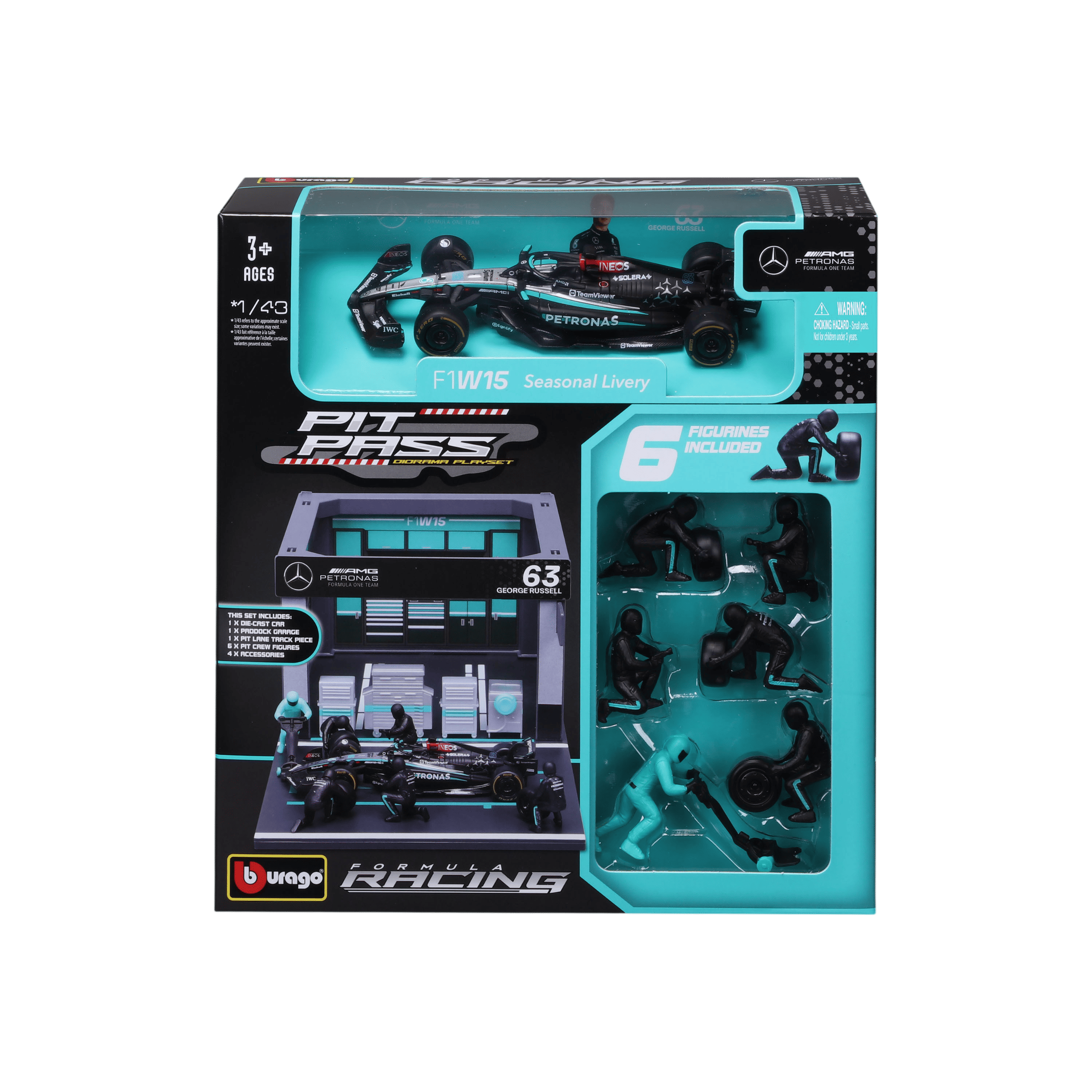 1:43 F1 2024 Pit Pass - Mercedes-AMG W15 #63 George Russell - Image 1