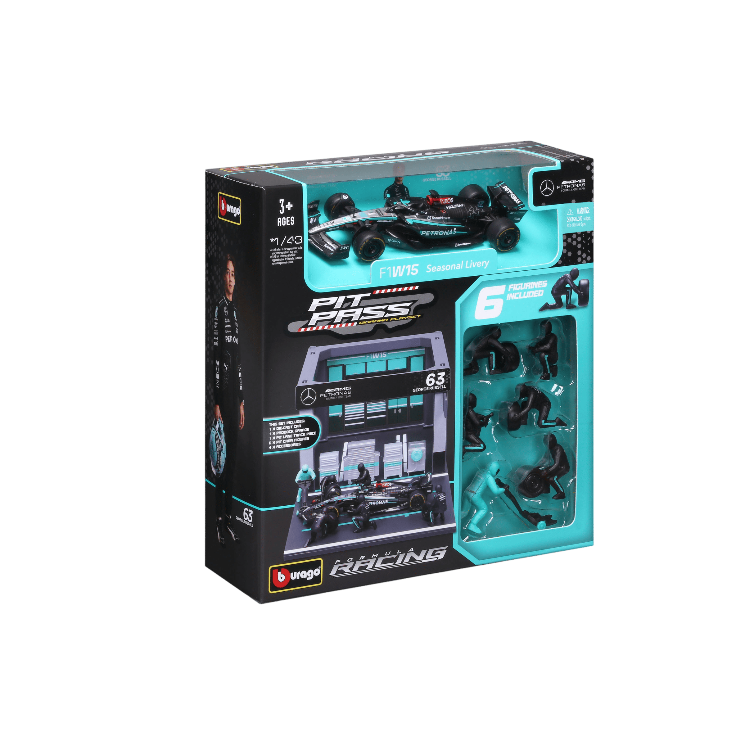 1:43 F1 2024 Pit Pass - Mercedes-AMG W15 #63 George Russell - Image 4