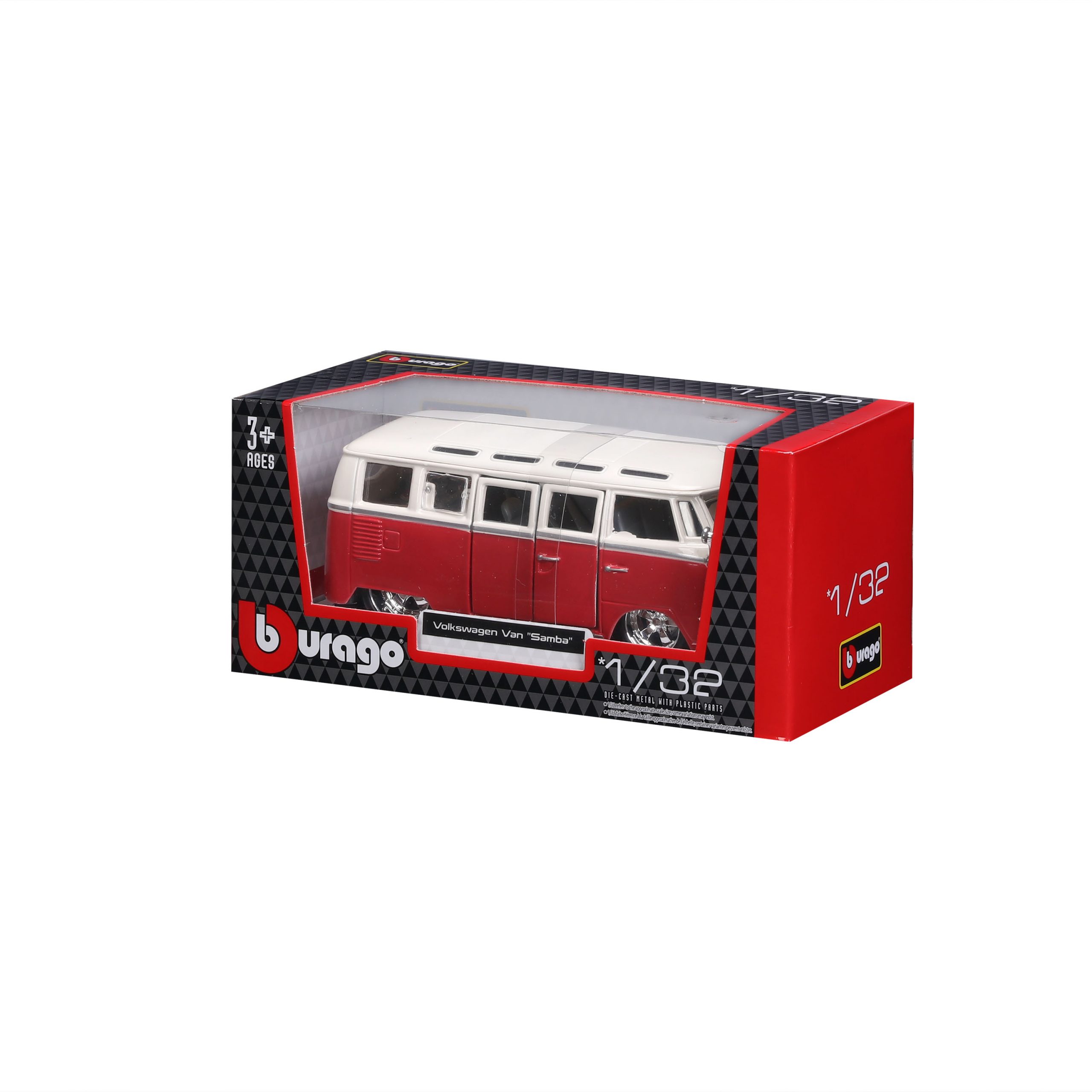 1:32 Bburago - VW Van Samba - Red White in Window Box - Image 9