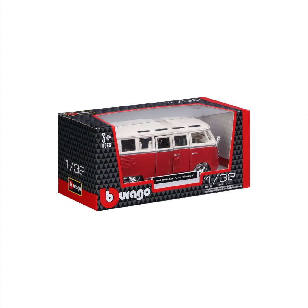 1:32 Bburago - VW Van Samba - Red White in Window Box