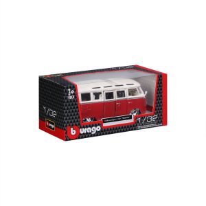 1:32 Bburago - VW Van Samba - Red White in Window Box - Image 11