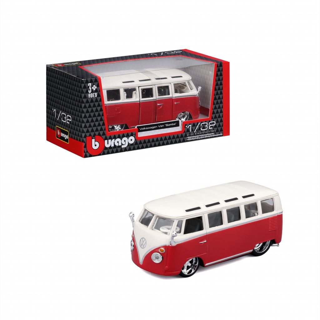 1:32 Bburago - VW Van Samba - Red White in Window Box