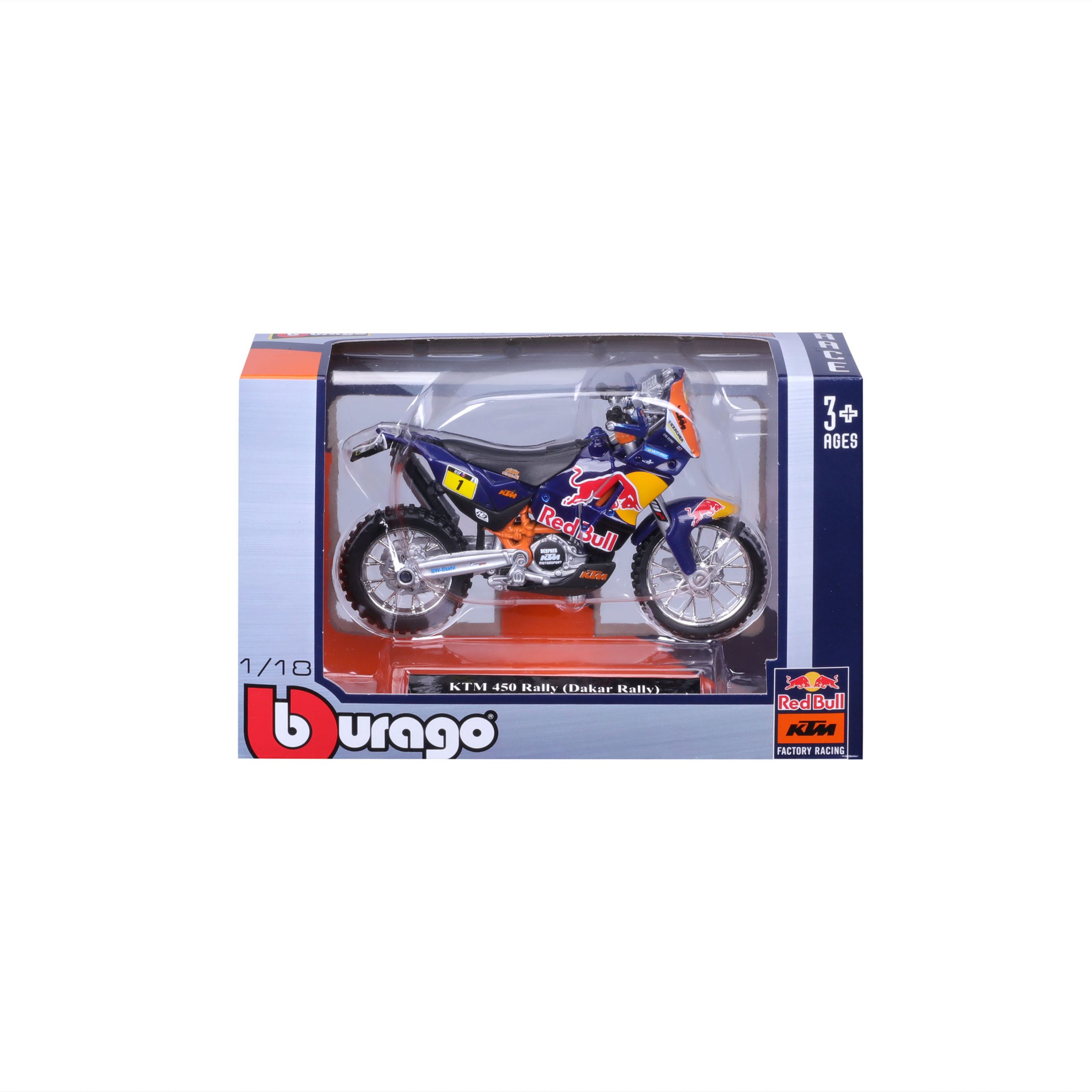 1:18 Bburago Motorcycle - Red Bull KTM 450 Dakar Rally - Image 1