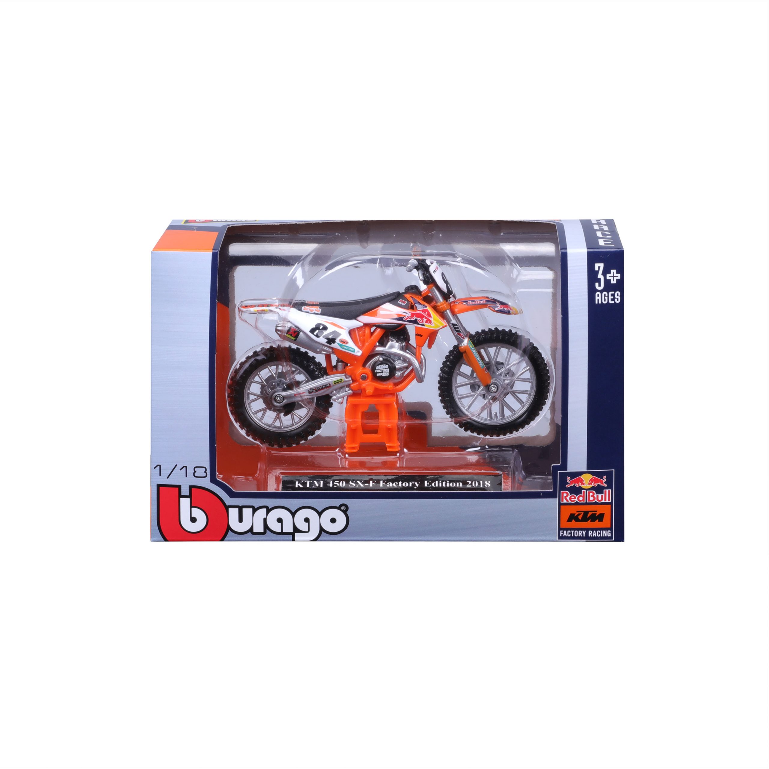 1:18 Bburago Motorcycle - Red Bull KTM 450 SX-F - Image 8