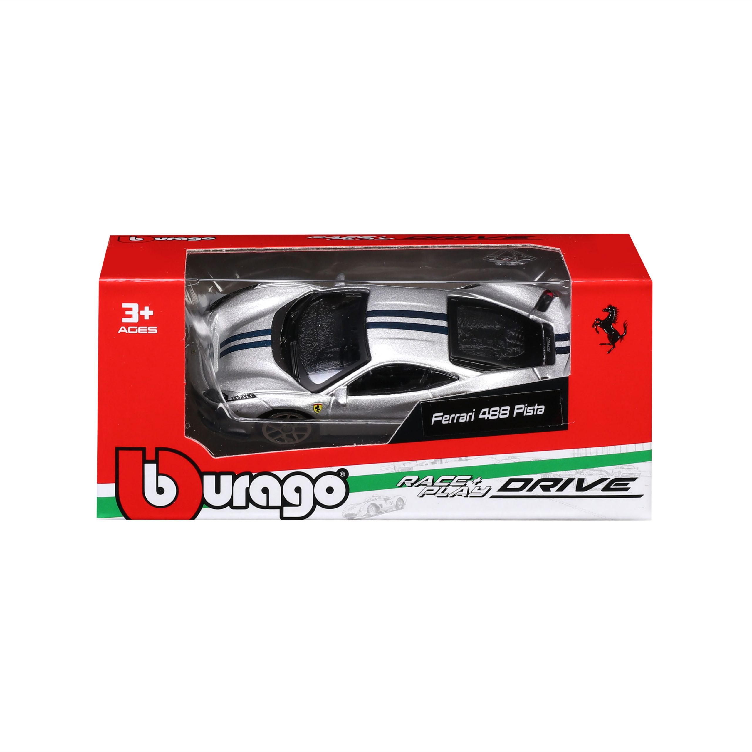 1:64 Ferrari 488 Pista - Silver in Window Box - Image 1