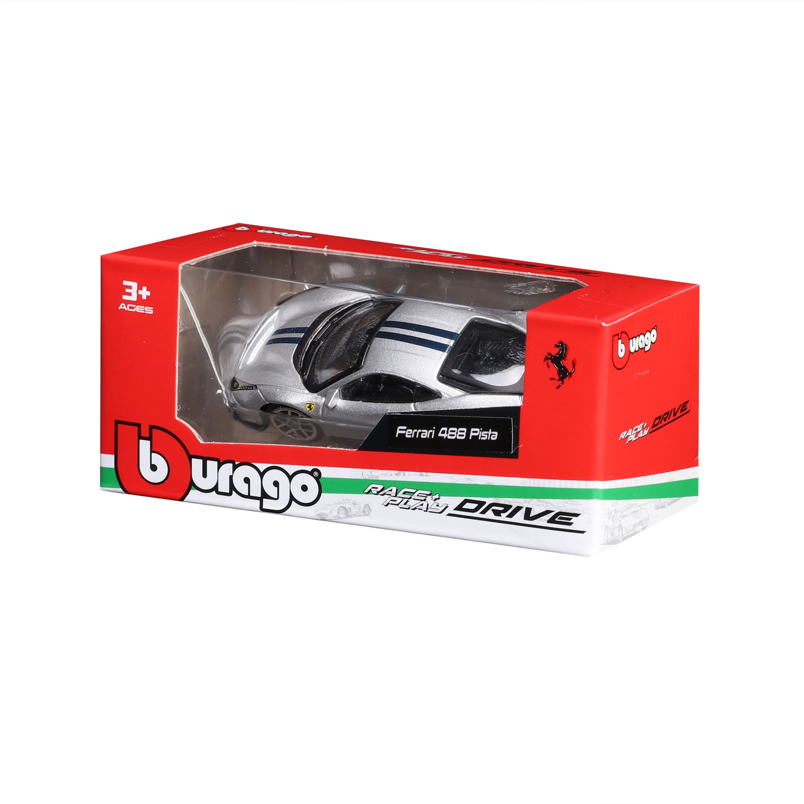 1:64 Ferrari 488 Pista - Silver in Window Box - Image 3