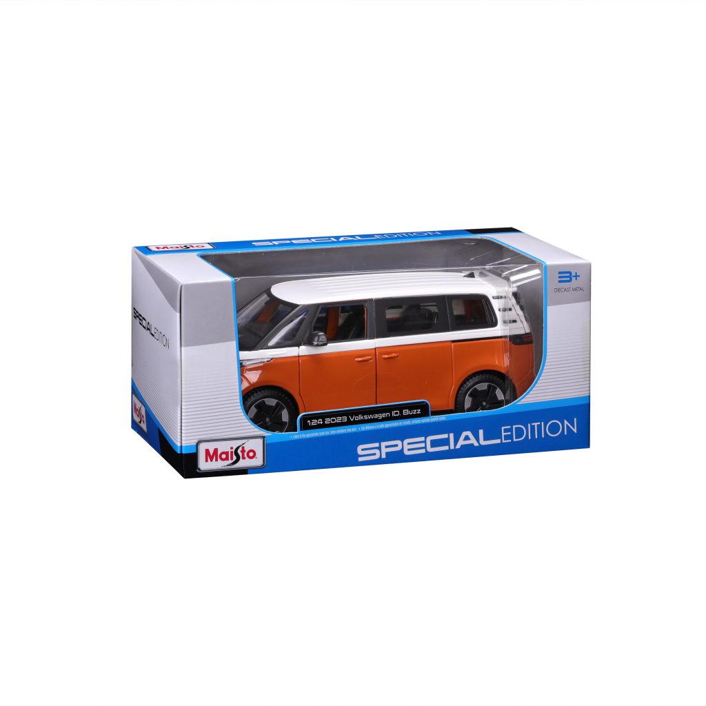 1:24 Maisto Special Edition – 2023 VW ID. BUZZ - White/Orange in Window Box